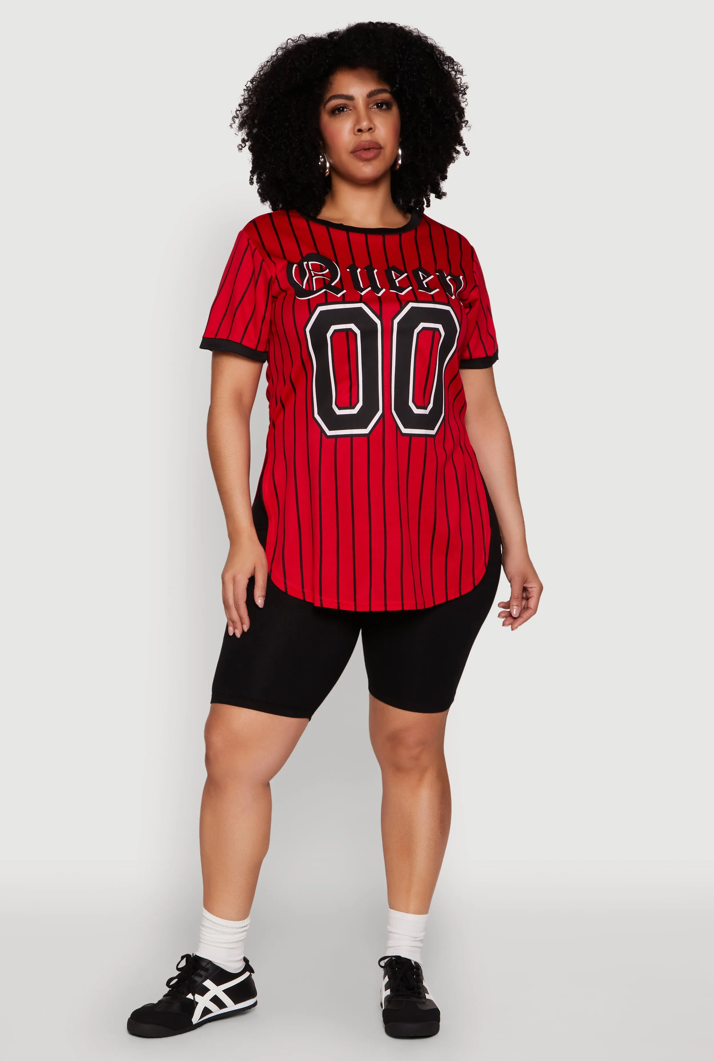 Plus Size Striped Queen Graphic Baseball Tee sold by Rainbow