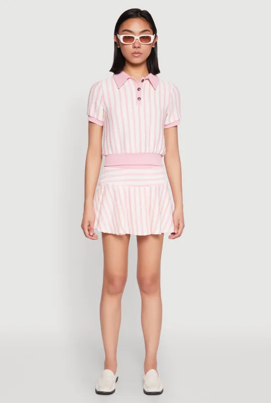 Textured Knit Striped Mini Skirt sold by Rainbow