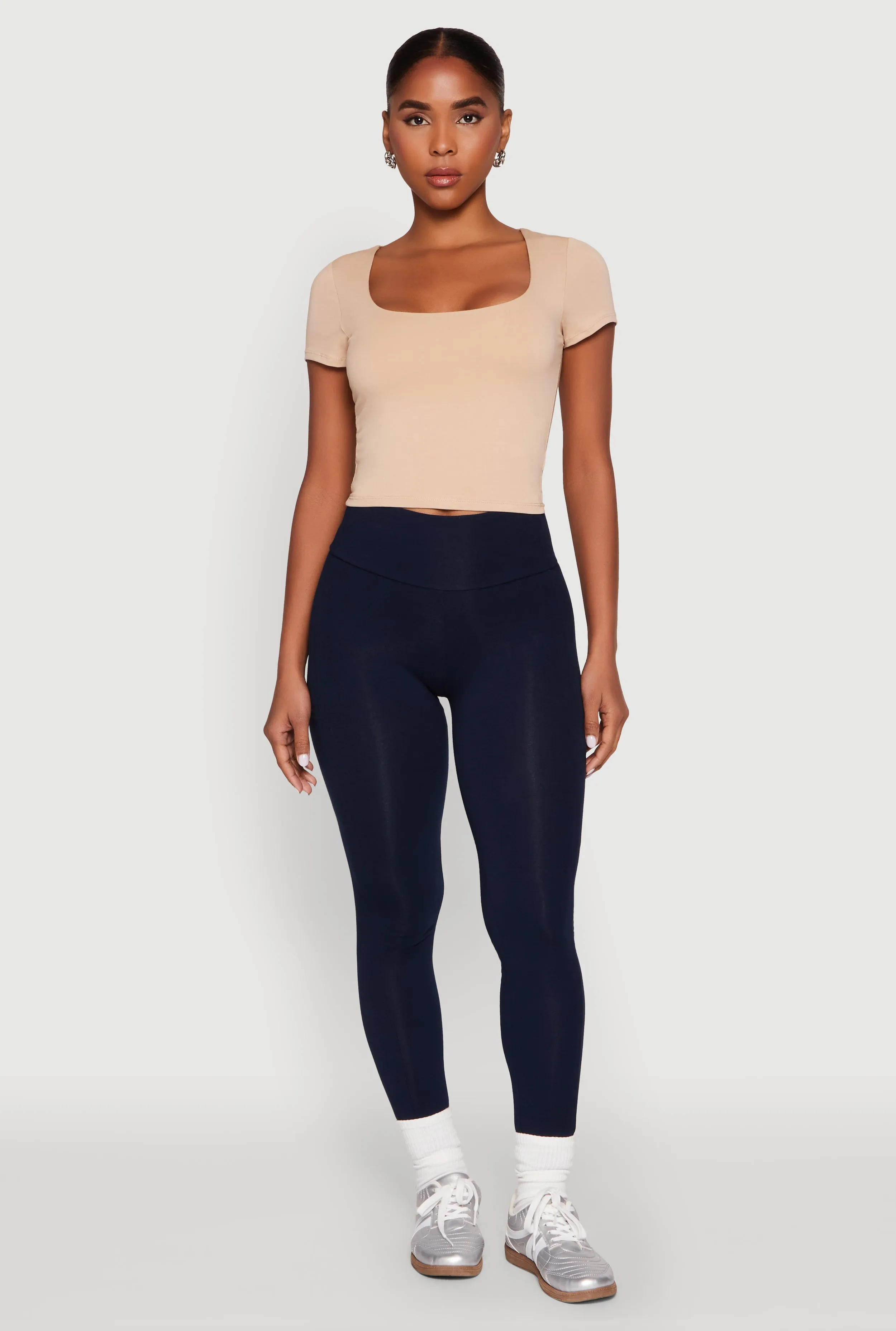 Basic Scoop Neck Cropped Tee sold by Rainbow