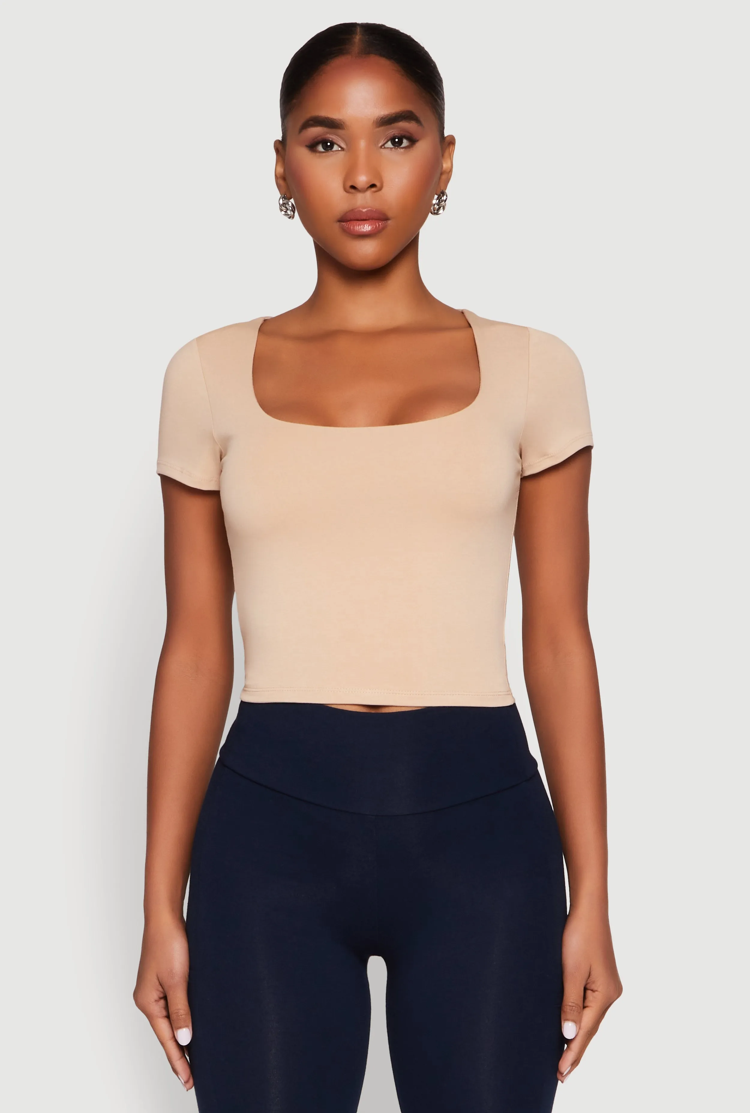 Basic Scoop Neck Cropped Tee sold by Rainbow product image thumbnail 2