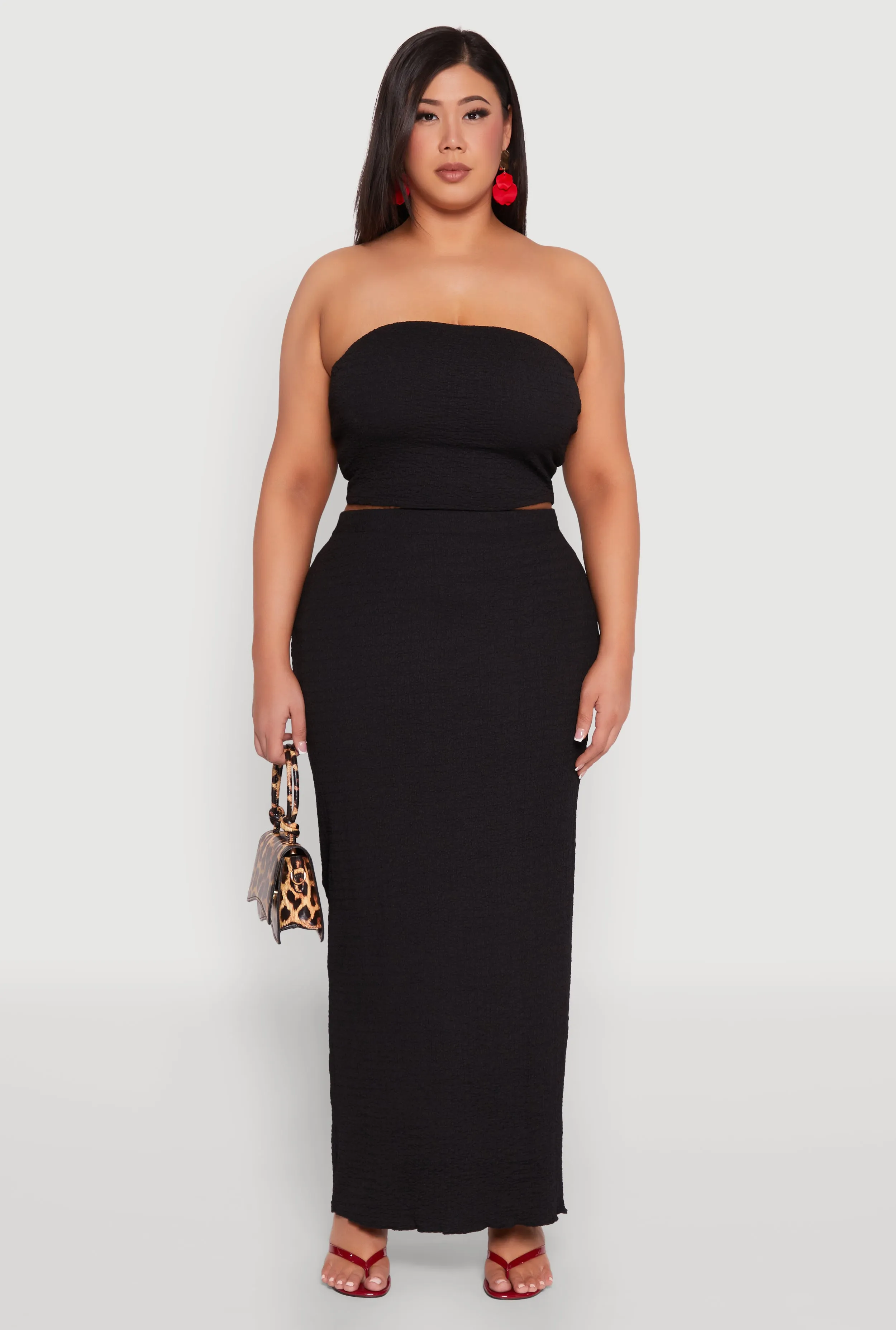 Plus Size Textured Knit Maxi Skirt sold by Rainbow