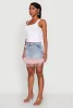 Almost Famous Faux Fur Trim Denim Mini Skirt sold by Rainbow
