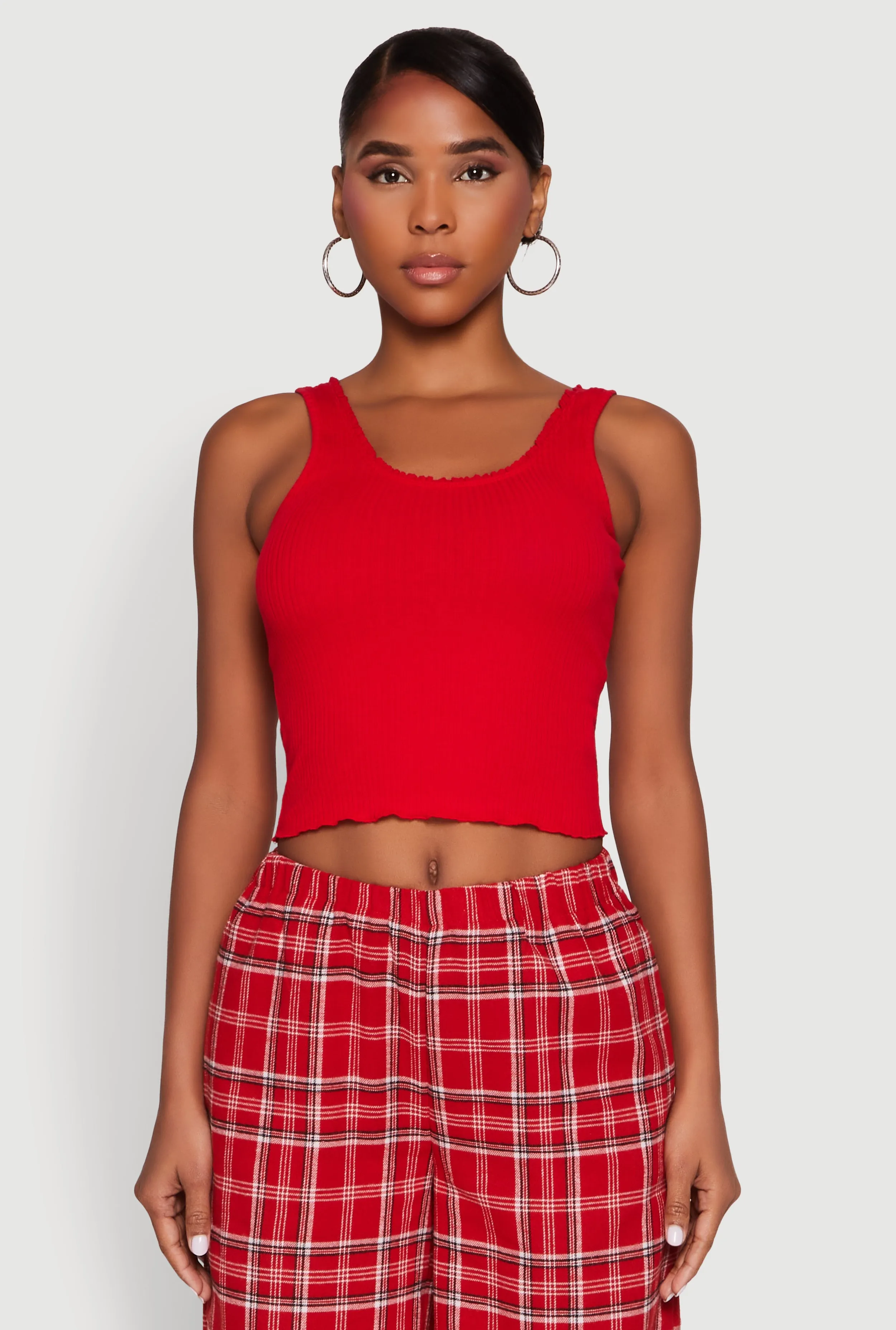 Crochet Trim Rib Knit Tank Top sold by Rainbow product image thumbnail 2