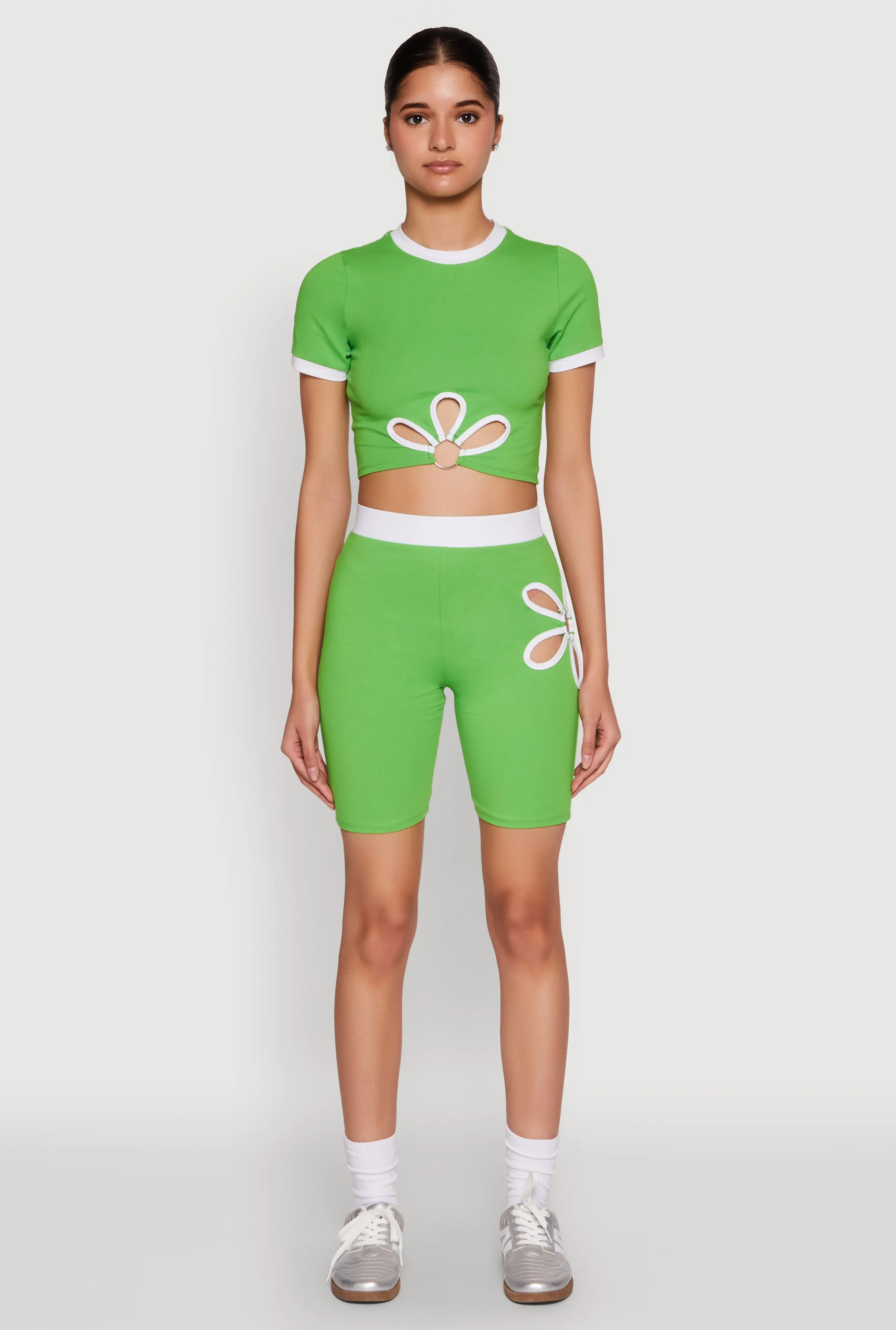 Contrast Trim O Ring Cut Out Crop Top sold by Rainbow product image thumbnail 3