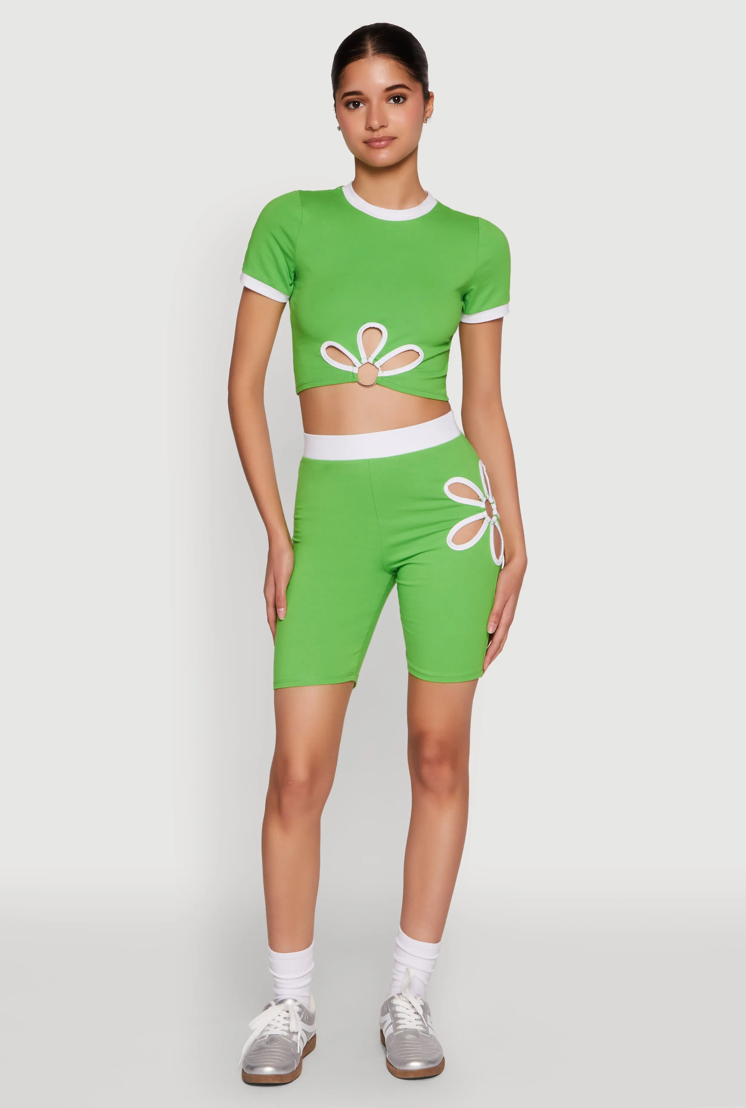 Contrast Trim O Ring Cut Out Crop Top sold by Rainbow product image thumbnail 2