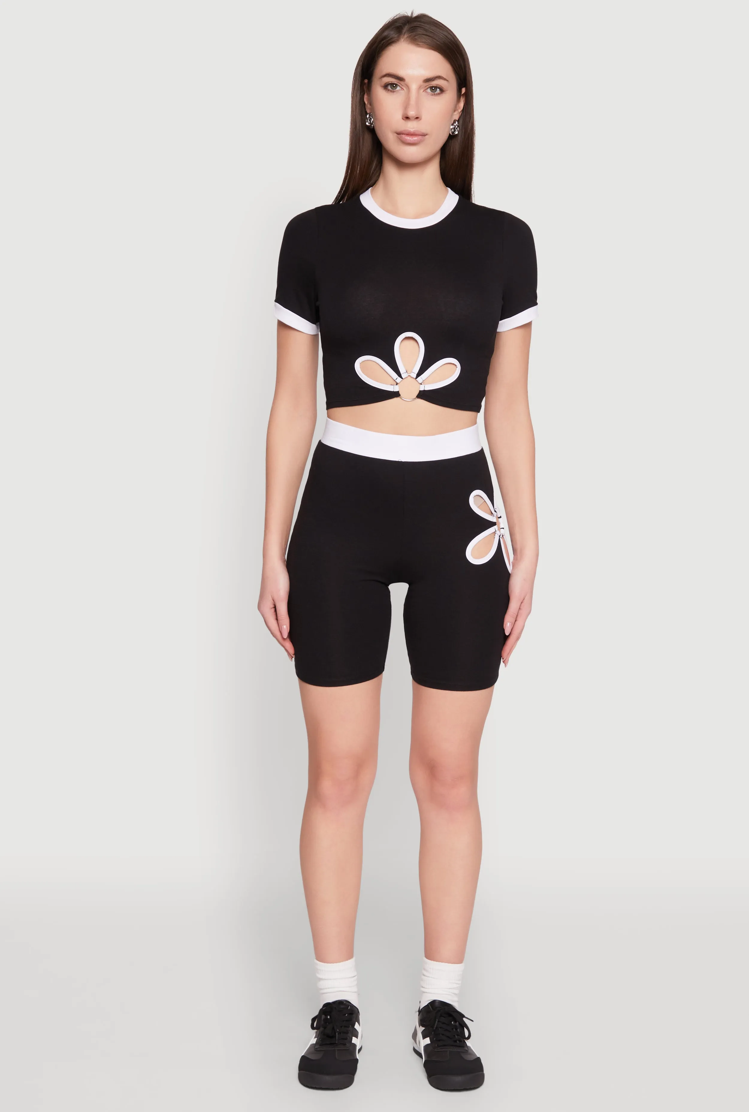 Contrast Trim O Ring Cut Out Crop Top sold by Rainbow product image thumbnail 3