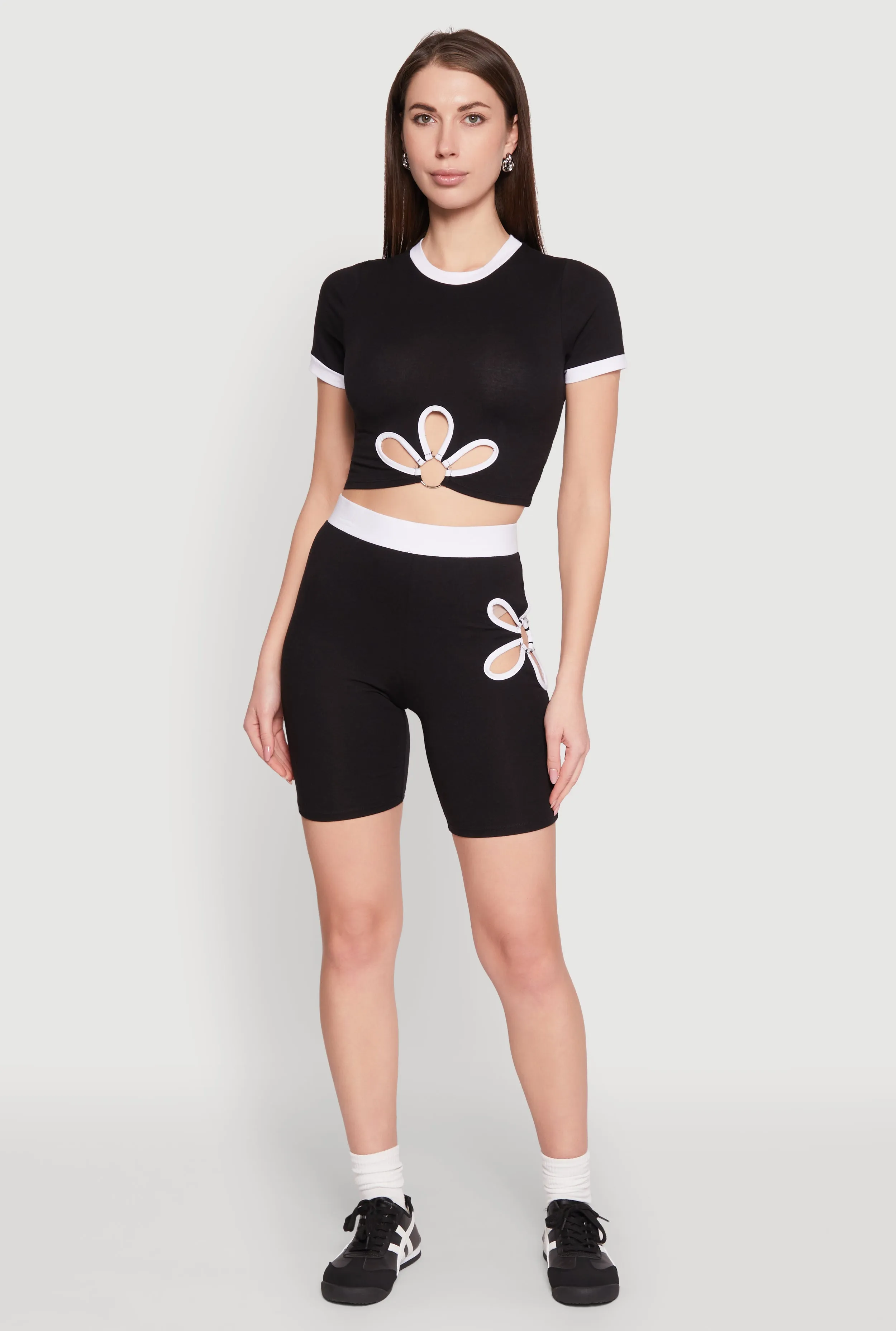 Contrast Trim O Ring Cut Out Crop Top sold by Rainbow product image thumbnail 2