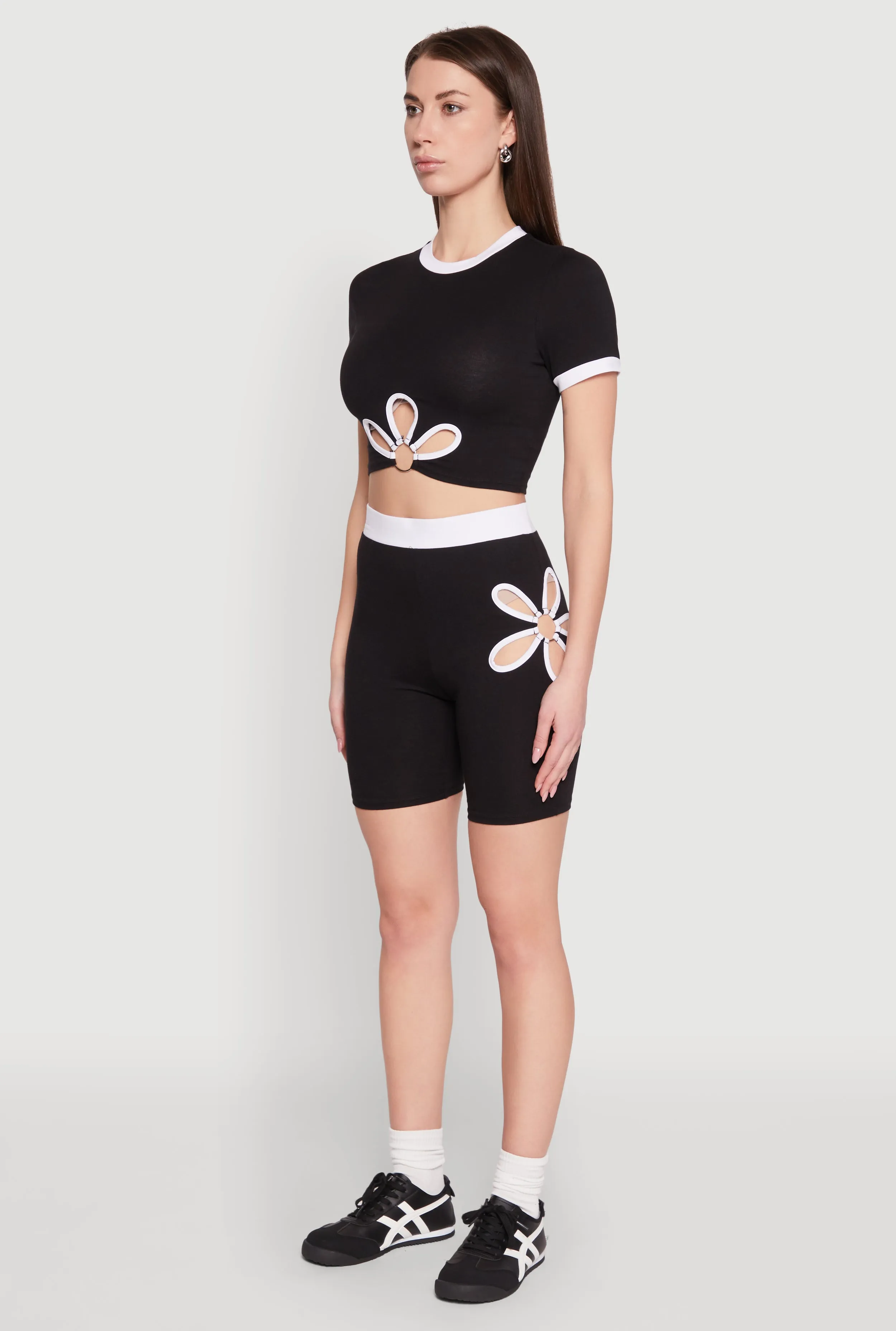 Contrast Trim O Ring Cut Out Crop Top sold by Rainbow product image thumbnail 5