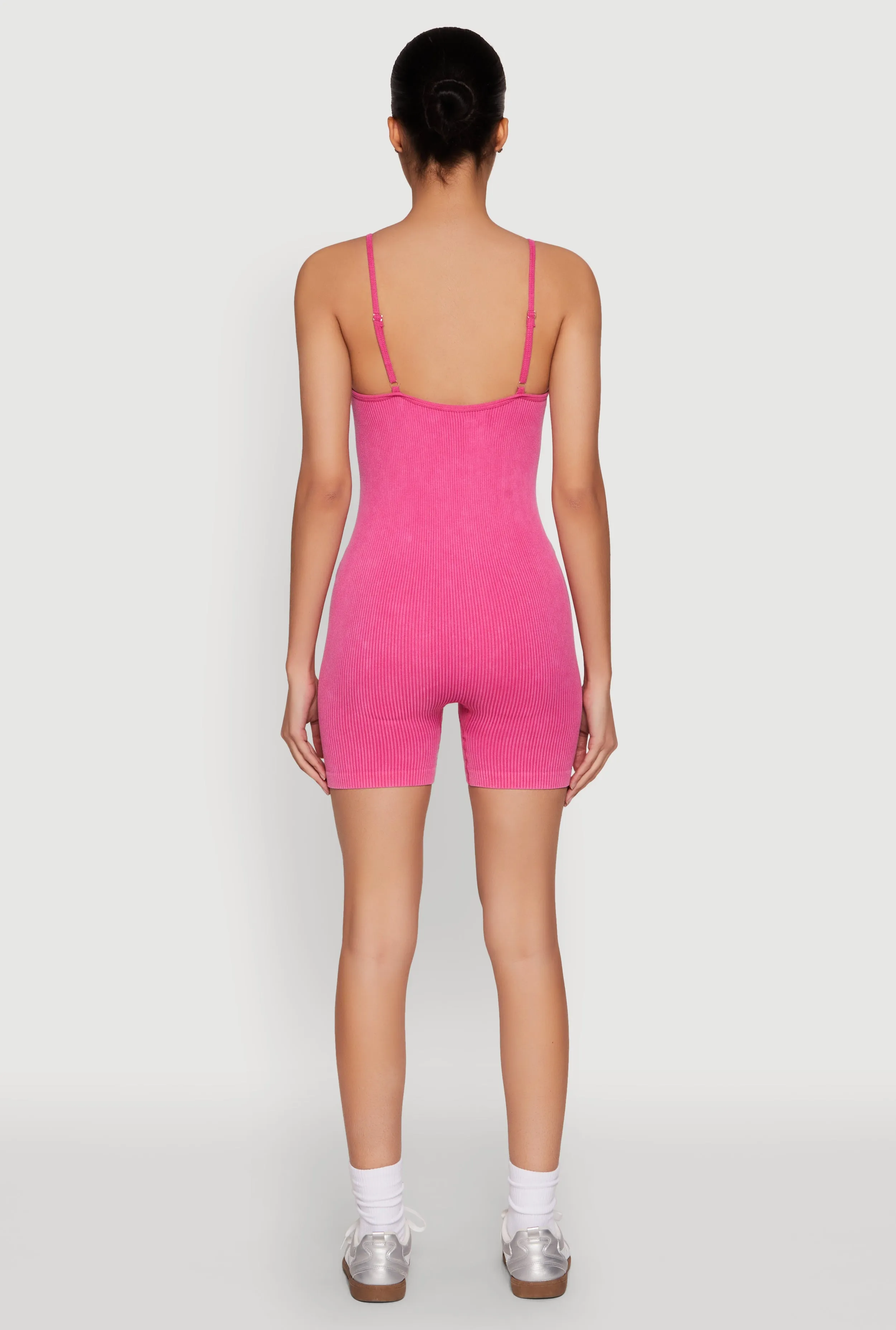 Mineral Wash Ribbed Knit Cami Romper sold by Rainbow product image thumbnail 5