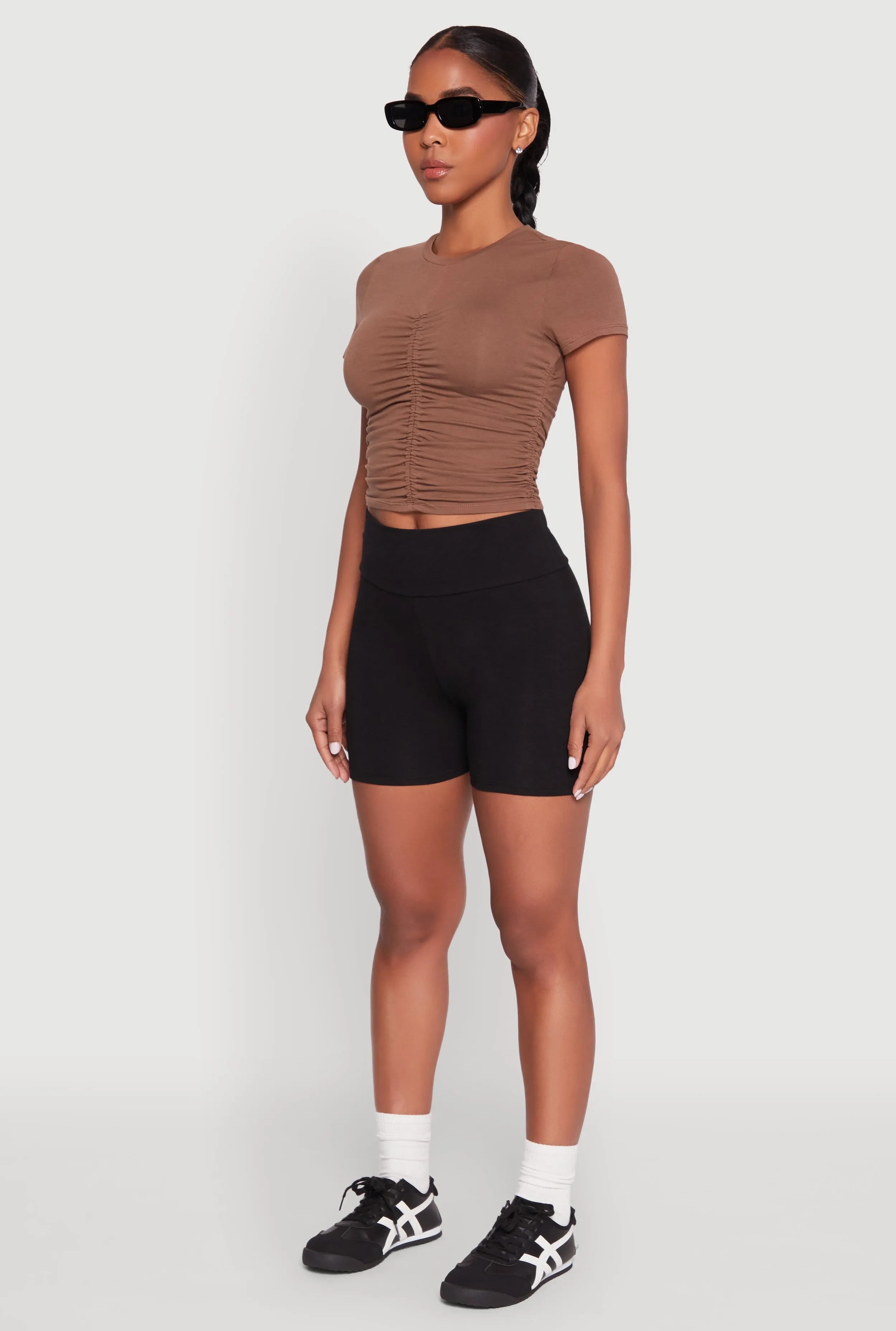 Ruched Crew Neck Cropped Tee sold by Rainbow product image thumbnail 5