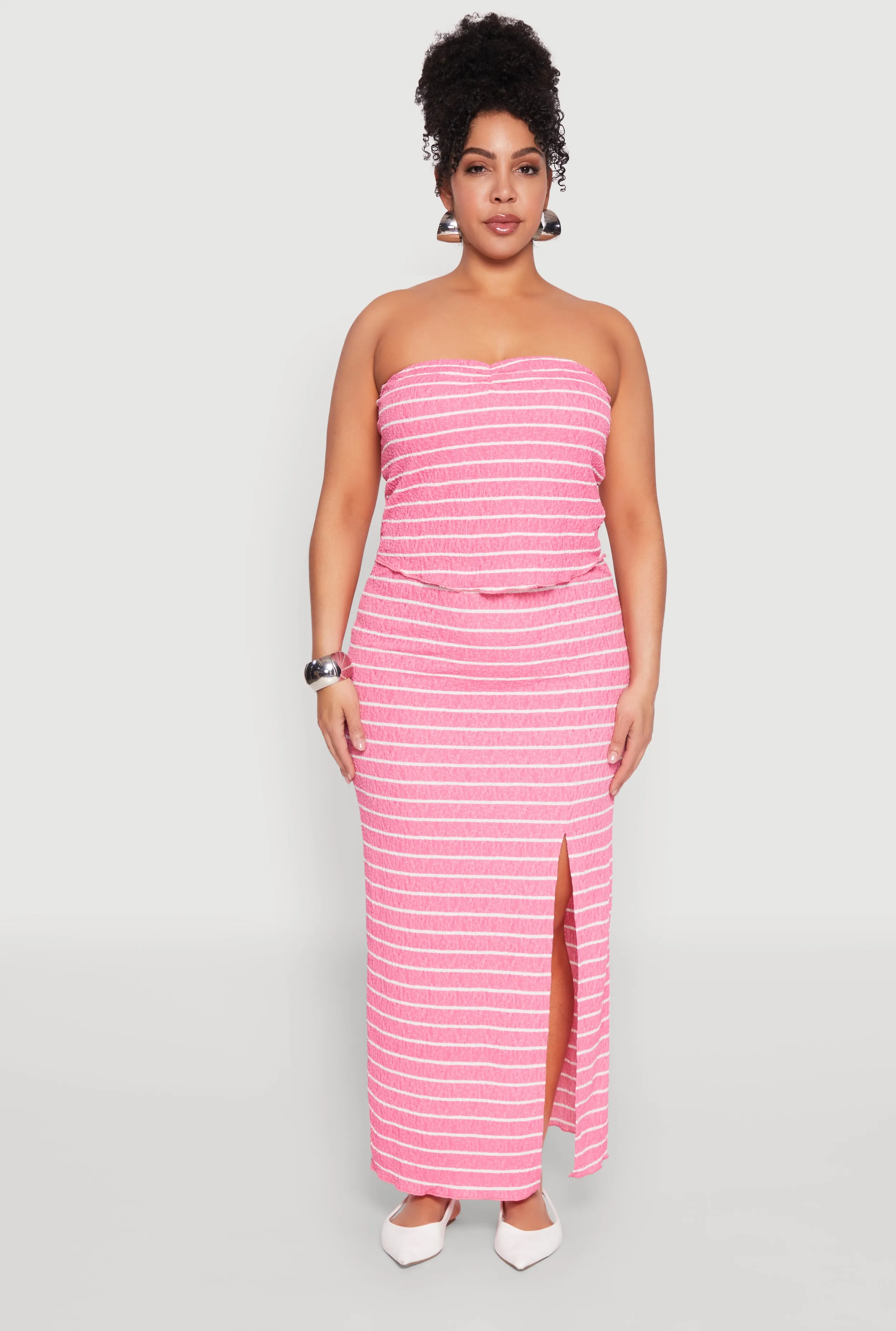 Plus Size Almost Famous Striped Sweetheart Neckline Tube Top sold by Rainbow product image thumbnail 3