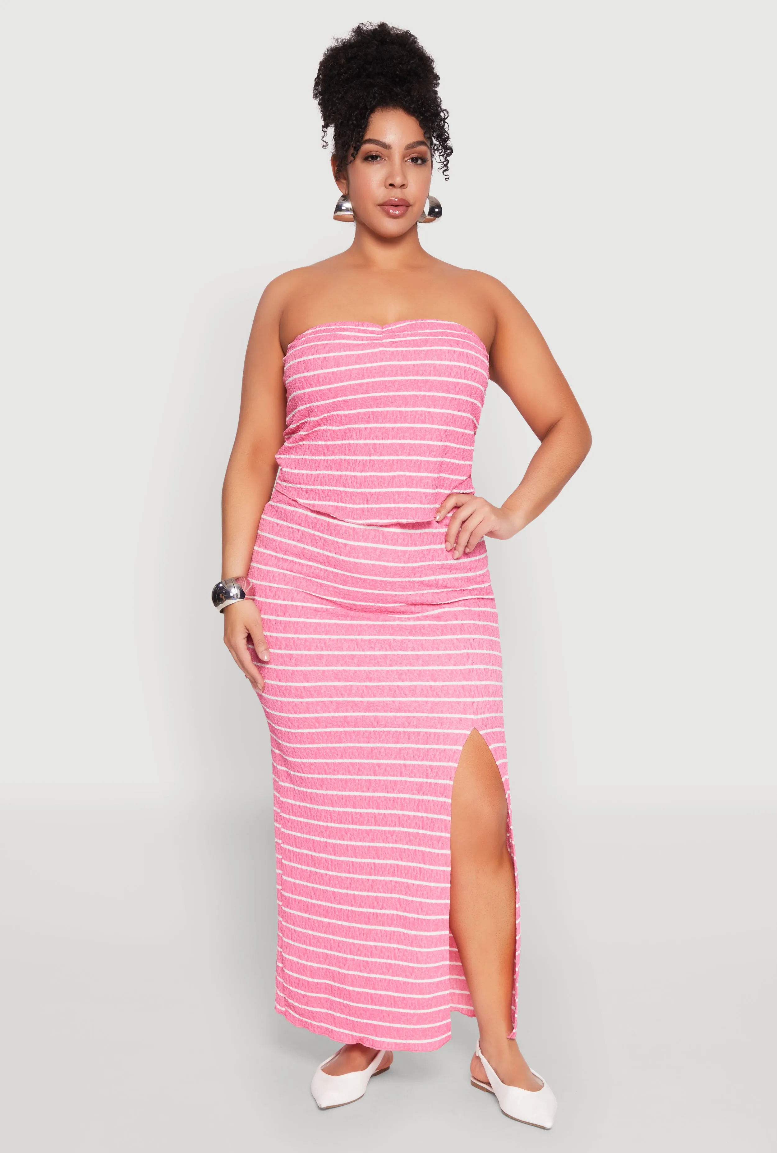 Plus Size Almost Famous Striped Sweetheart Neckline Tube Top sold by Rainbow product image thumbnail 2