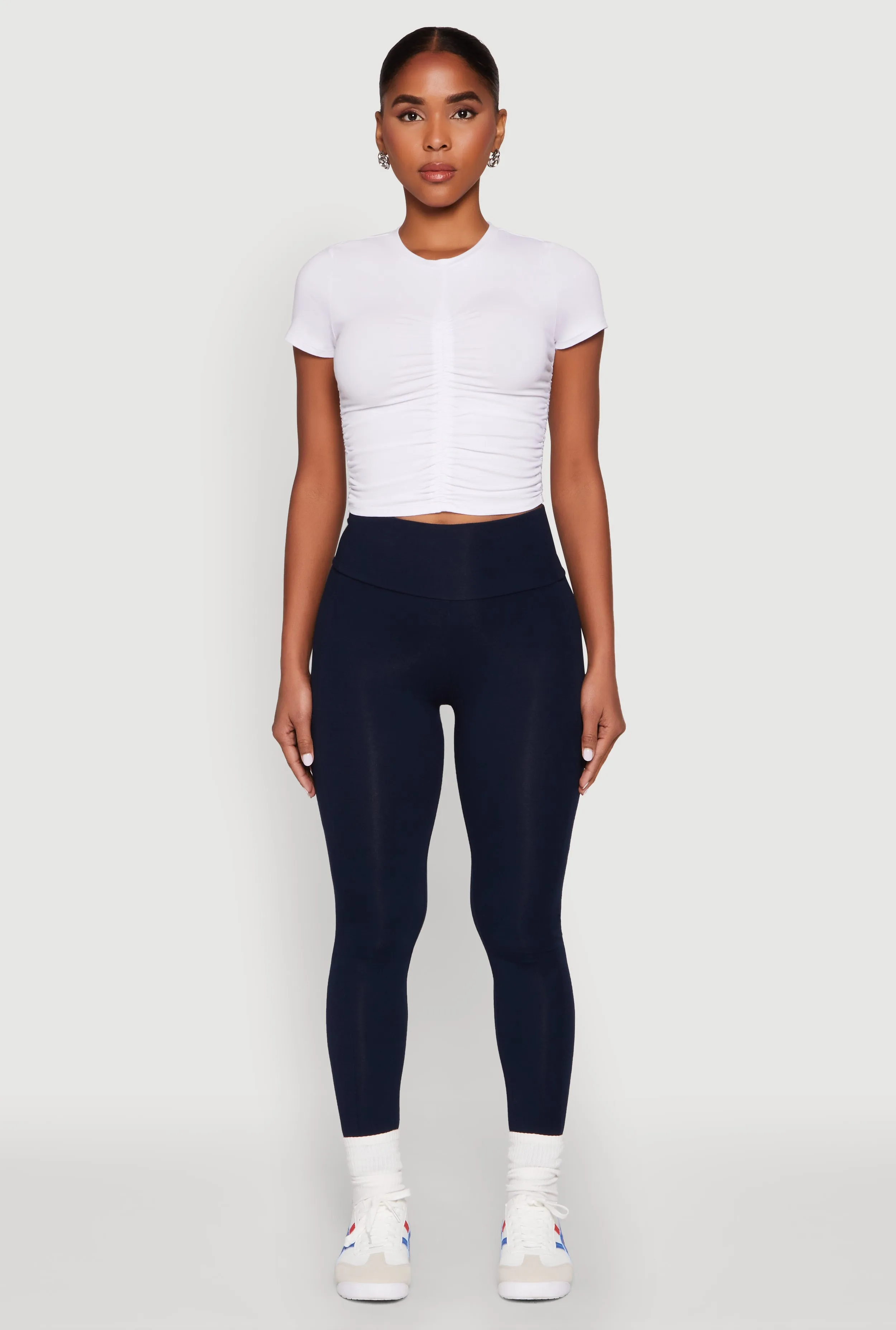 Ruched Crew Neck Cropped Tee sold by Rainbow product image thumbnail 3