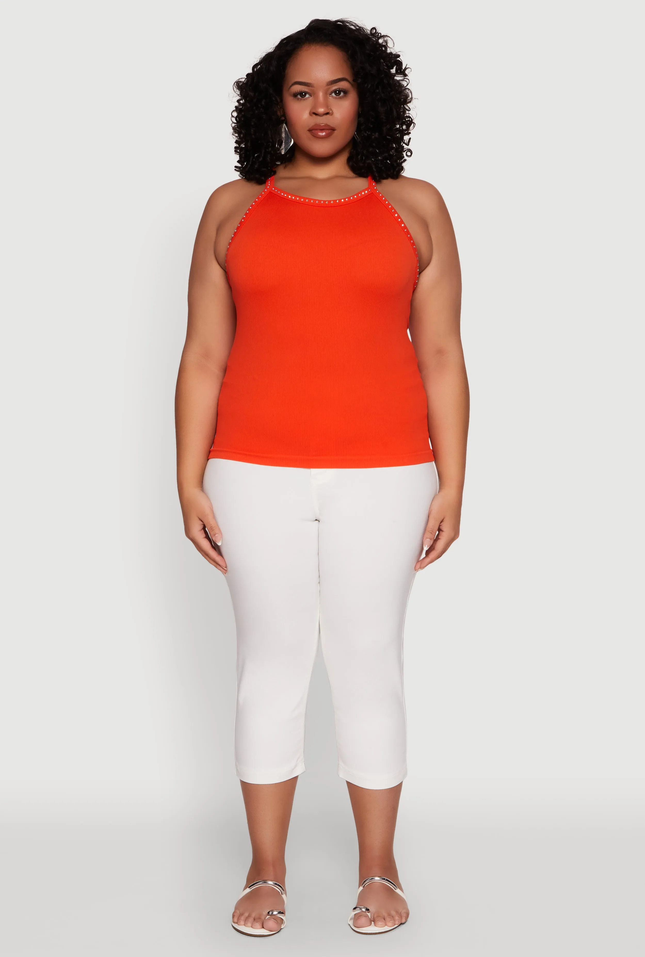 Plus Size Seamless Ribbed Rhinestone Trim Cami sold by Rainbow product image thumbnail 3