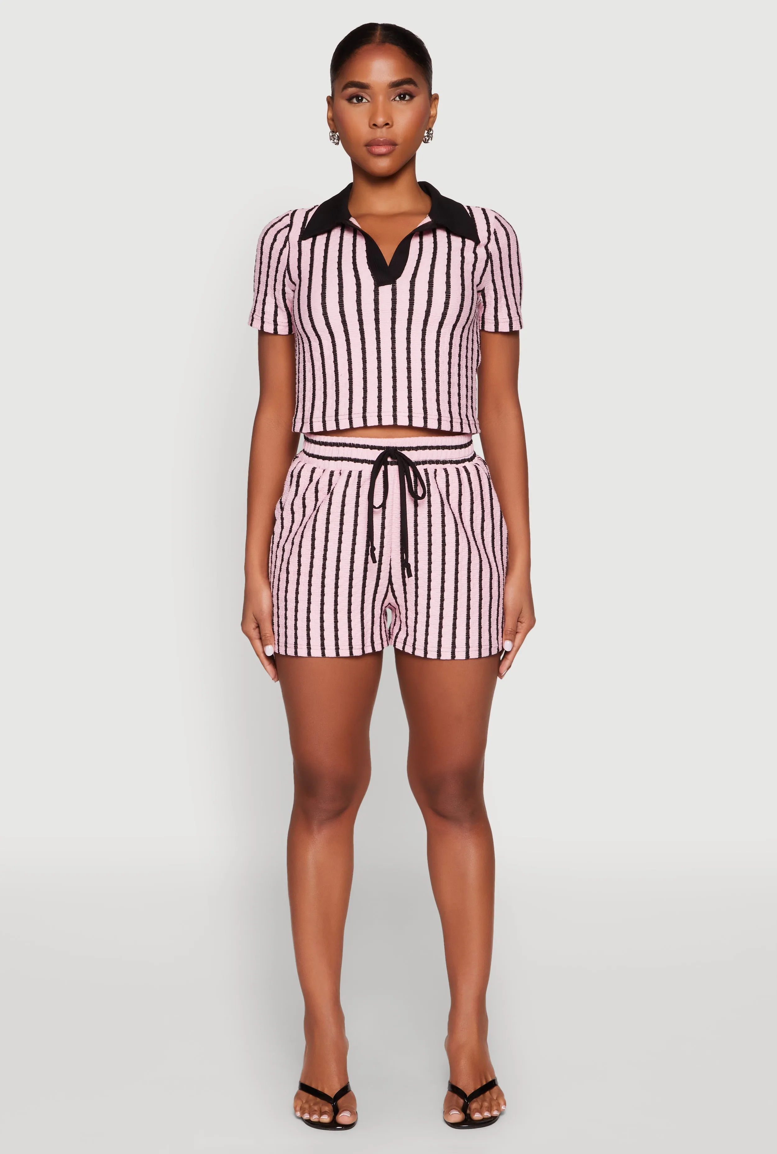 Striped Collared Crop Top sold by Rainbow product image thumbnail 3