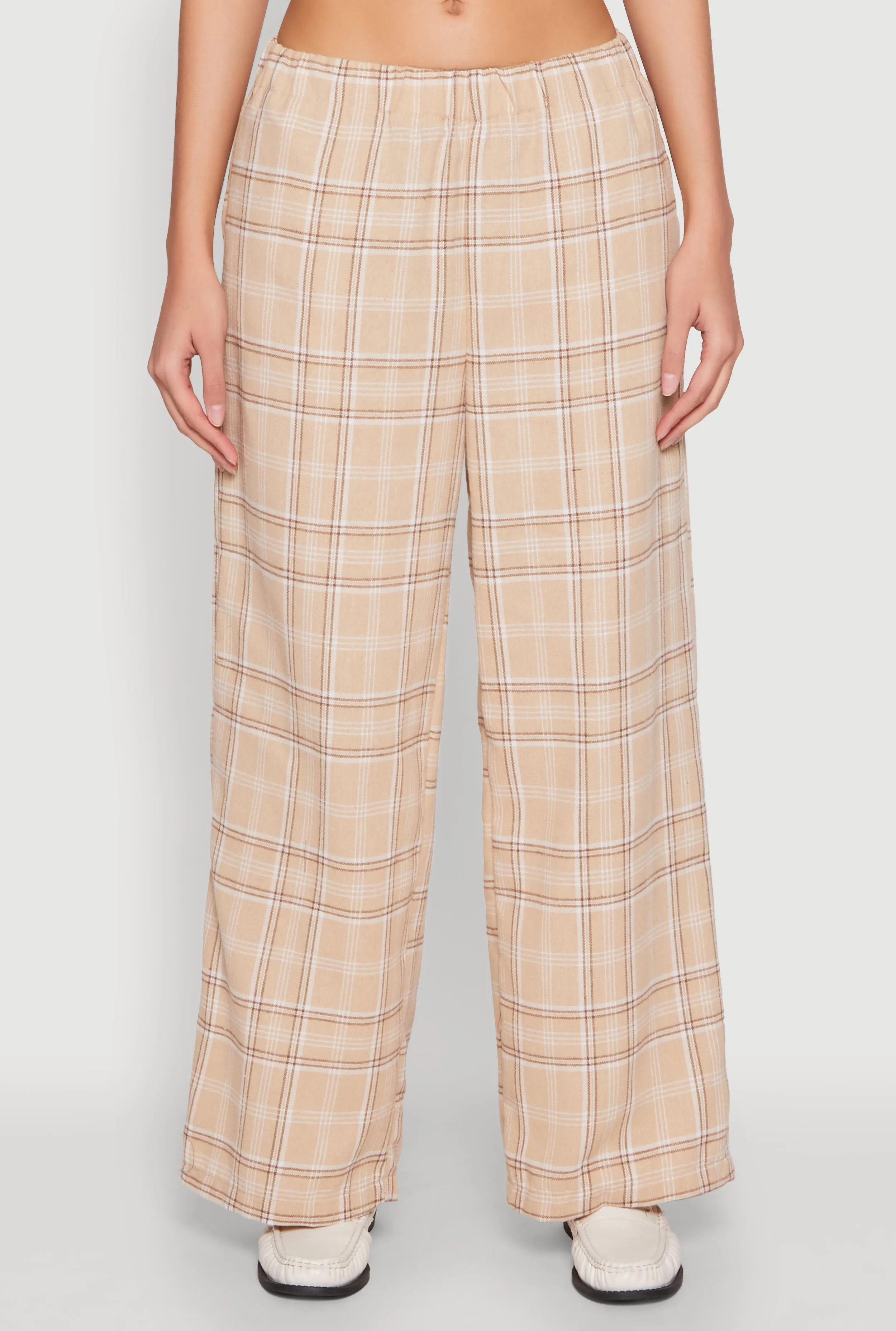 Plaid Brushed Knit Wide Leg Dress Pants sold by Rainbow product image thumbnail 5