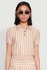 Textured Knit Striped Polo Shirt sold by Rainbow