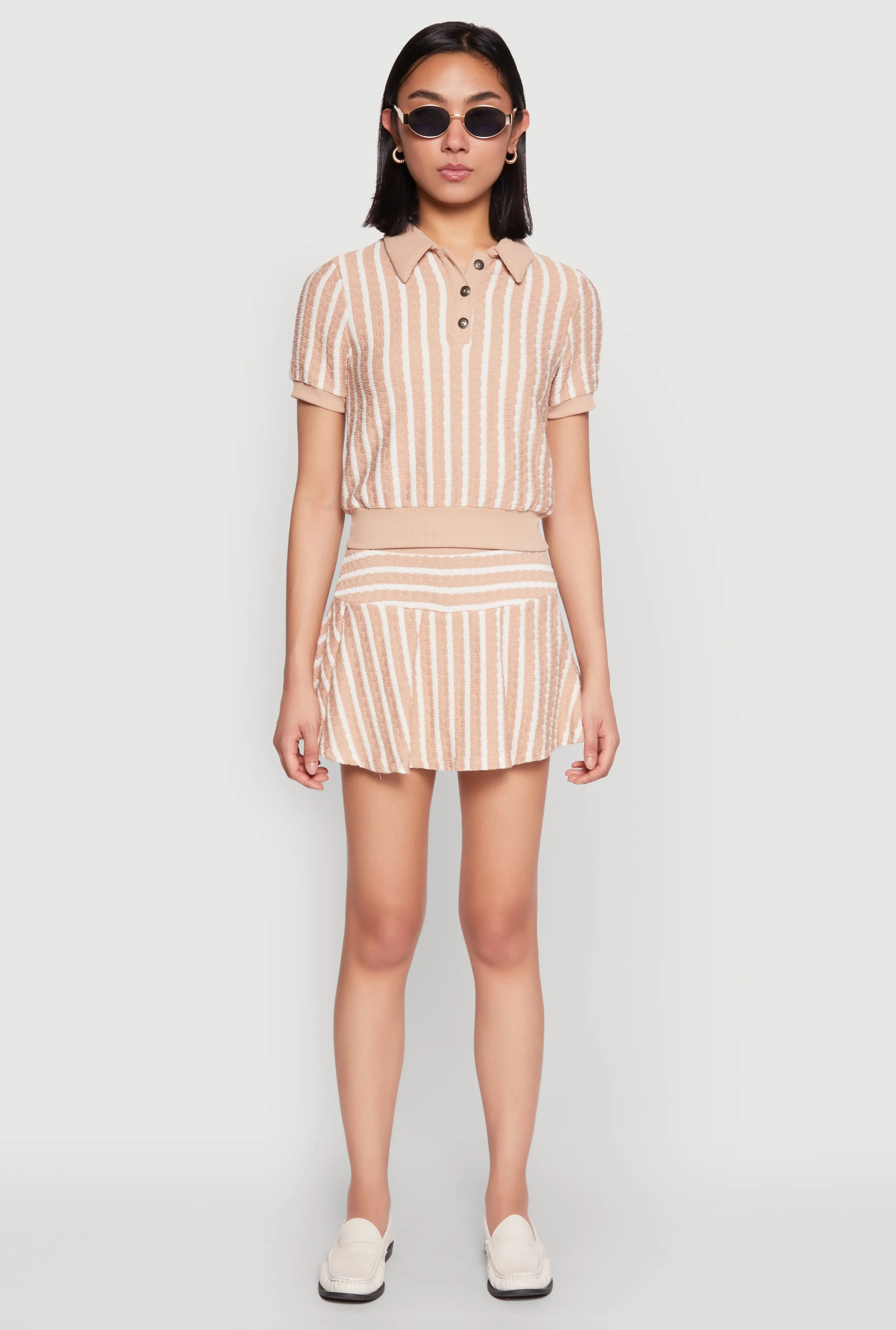 Textured Knit Striped Polo Shirt sold by Rainbow product image thumbnail 2