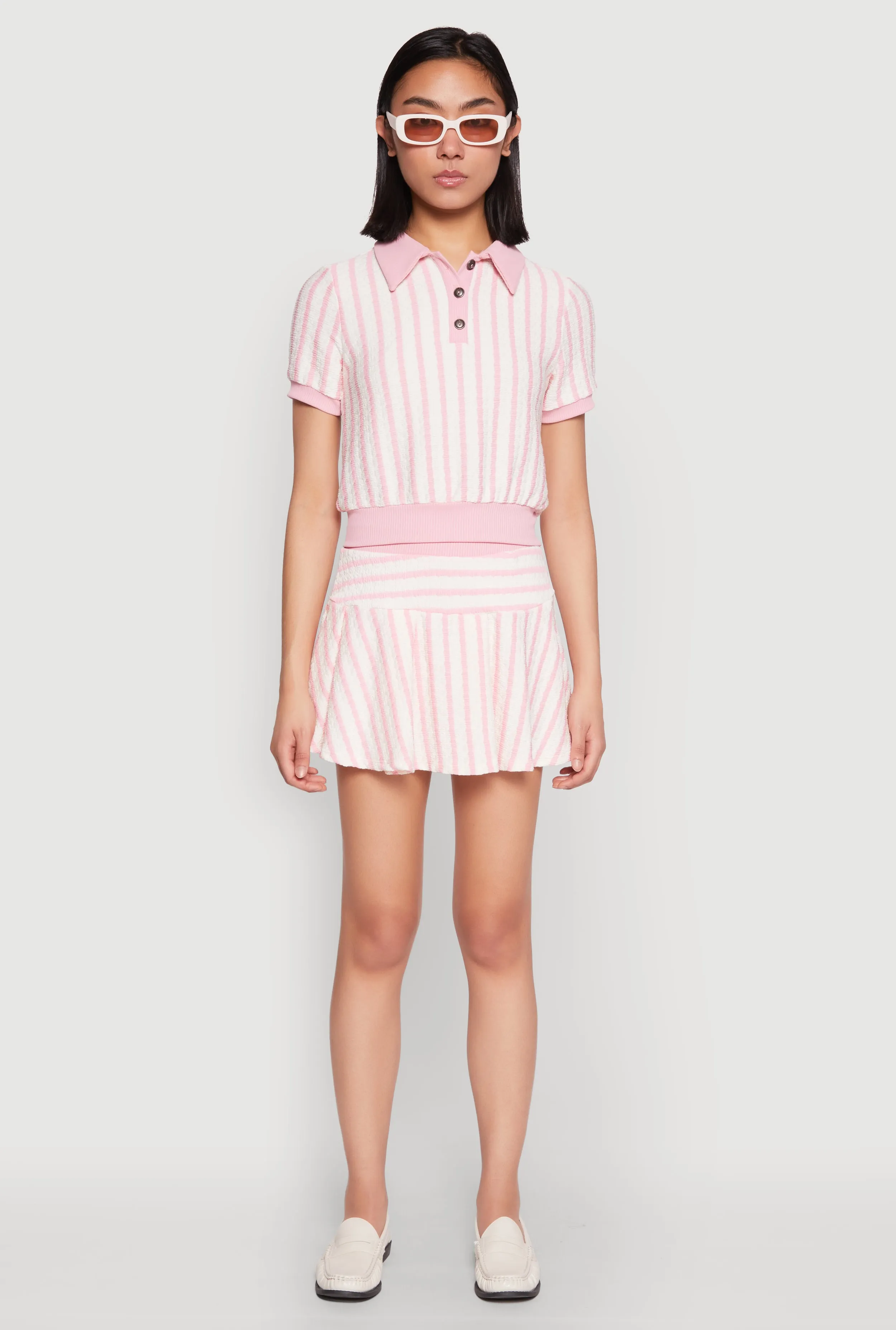 Textured Knit Striped Polo Shirt sold by Rainbow product image thumbnail 2