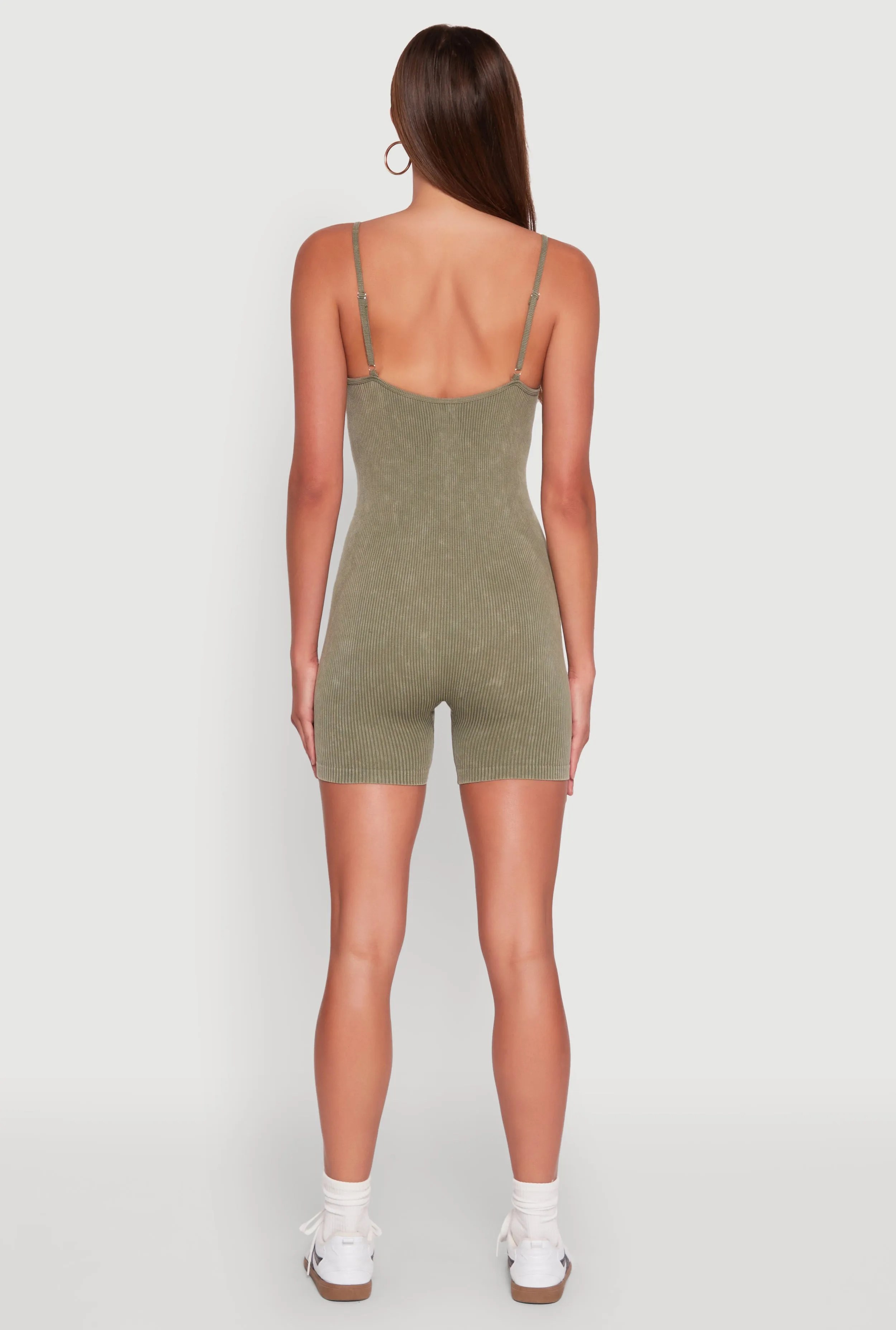 Mineral Wash Rib Knit Scoop Neck Cami Romper sold by Rainbow product image thumbnail 5