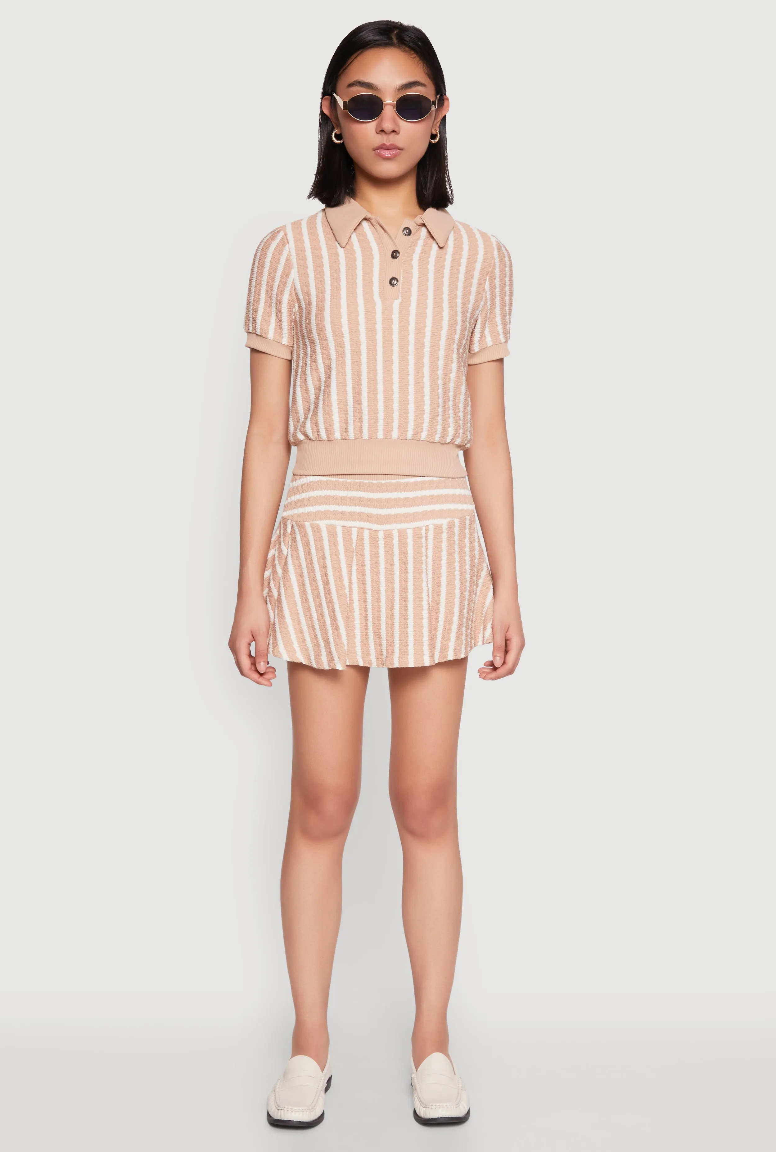 Textured Knit Striped Mini Skirt sold by Rainbow