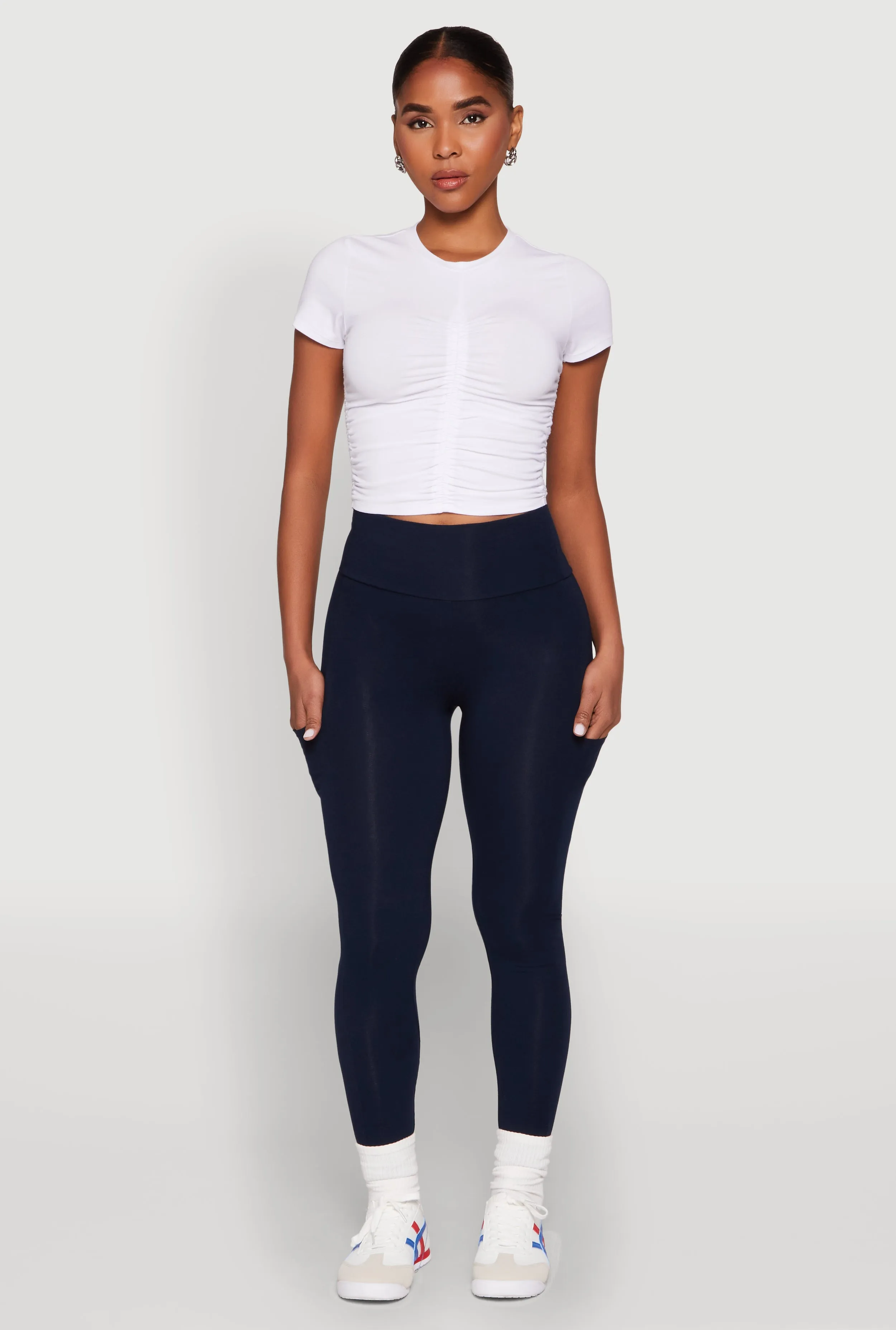 High Waist Cropped Pocket Leggings sold by Rainbow