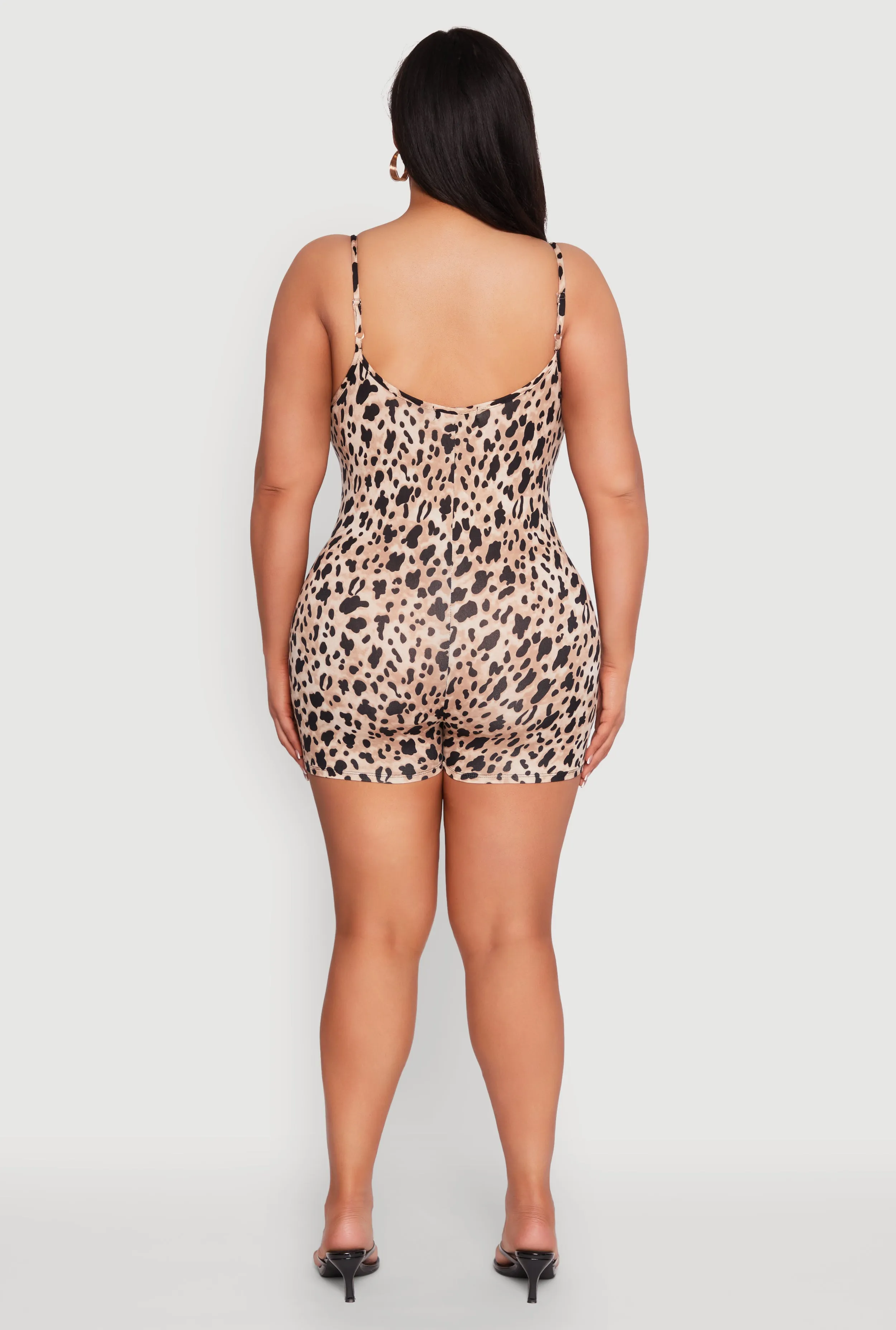 Plus Size Leopard Print Cami Romper sold by Rainbow product image thumbnail 5