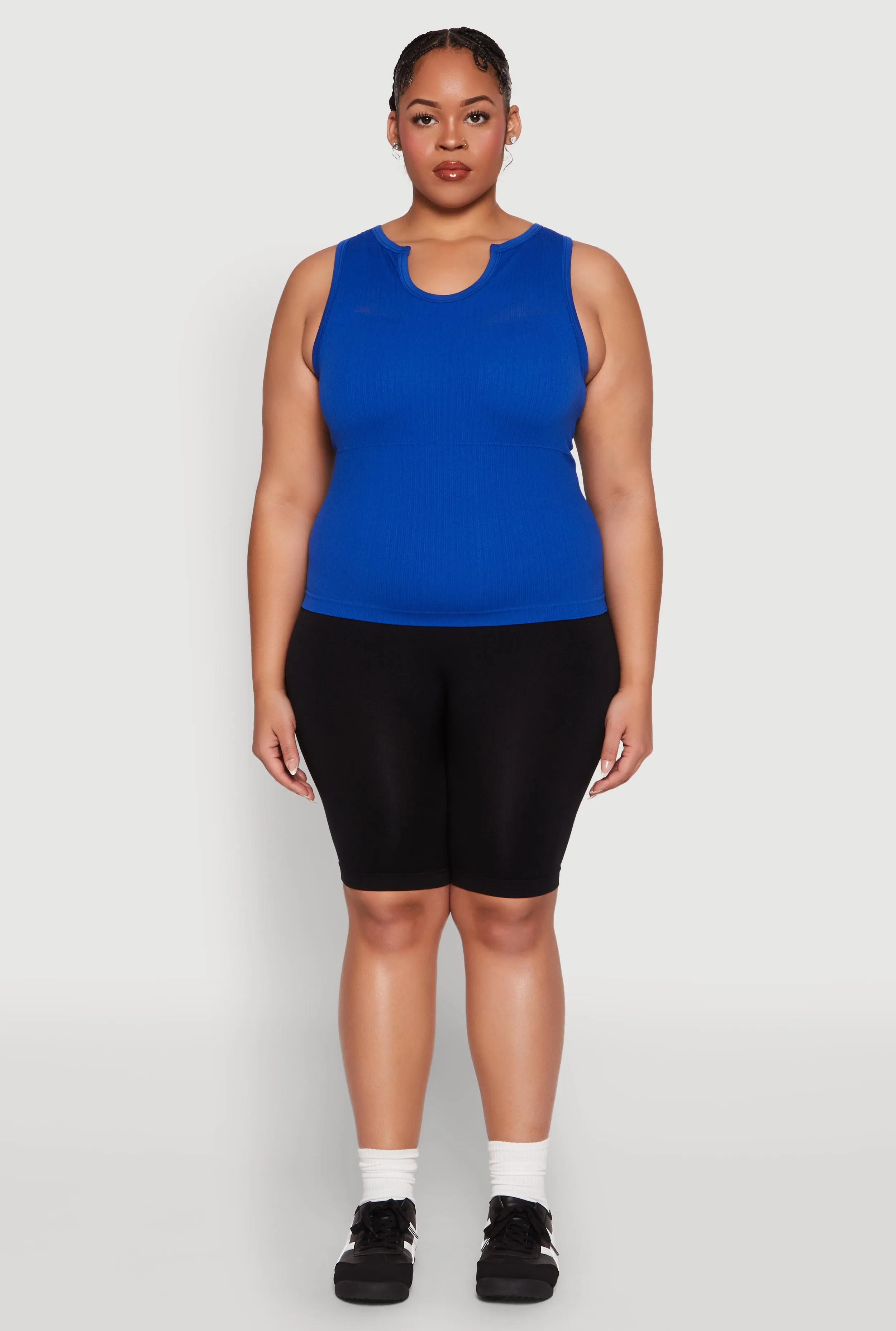 Plus Size Seamless Ribbed Notch Neck Tank Top sold by Rainbow product image thumbnail 3