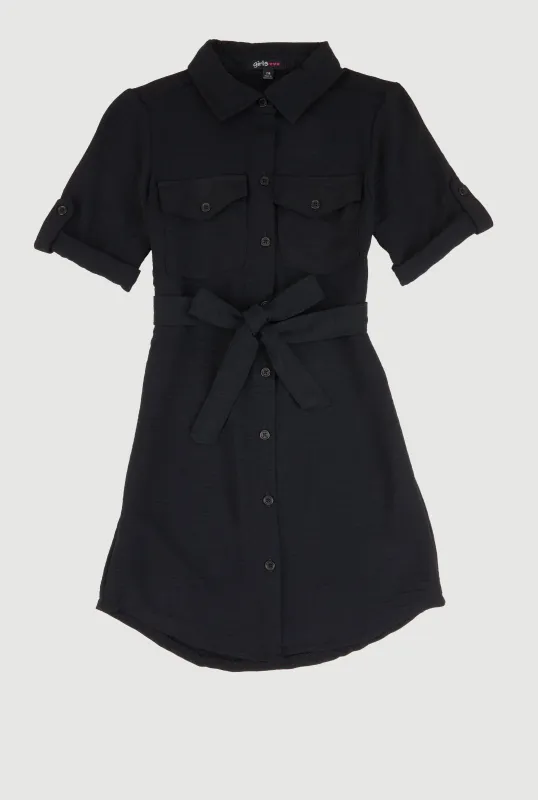 Girls Airy Tabbed Sleeve Shirt Dress sold by Rainbow