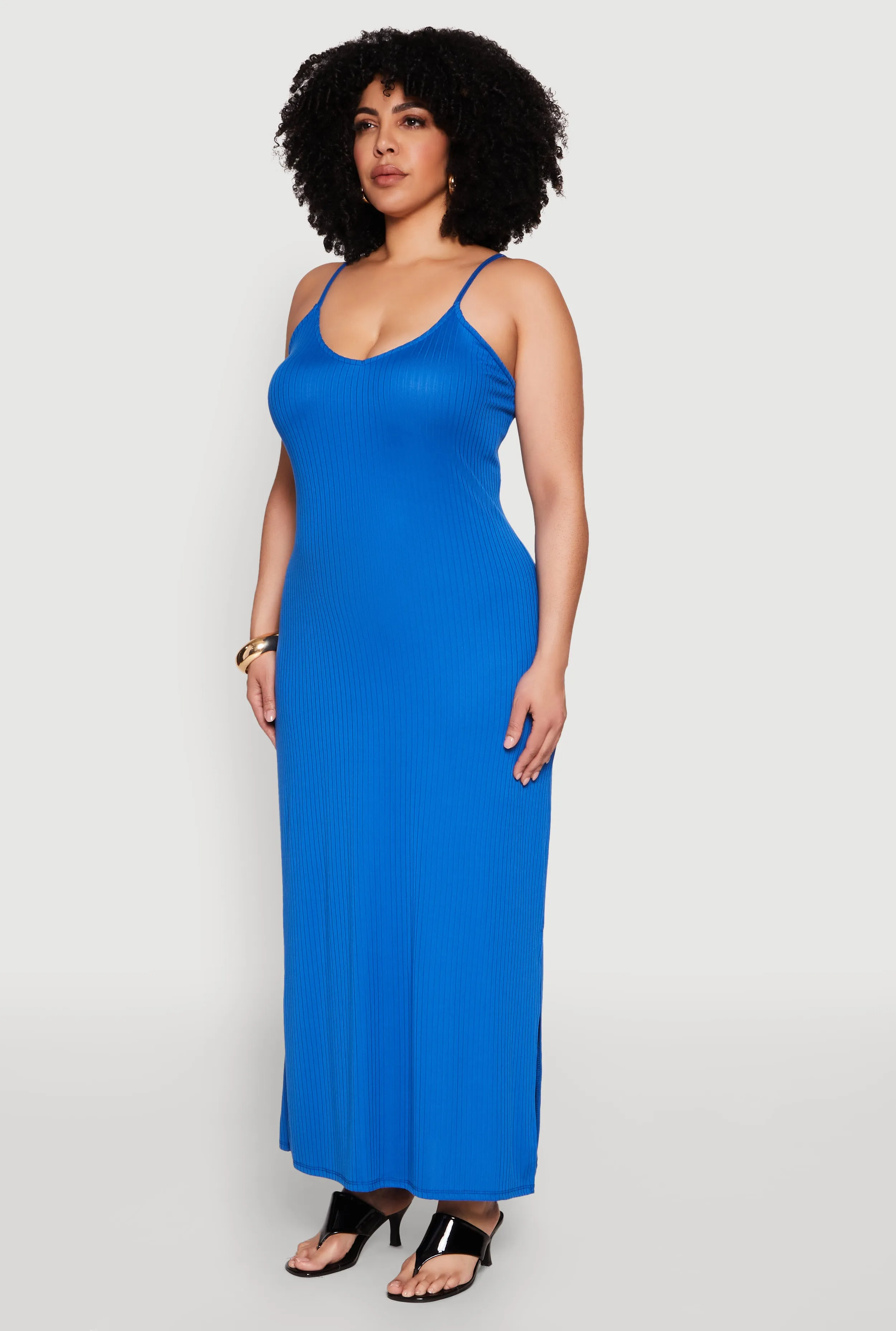 Plus Size V Neck Side Slit Maxi Dress sold by Rainbow product image thumbnail 3
