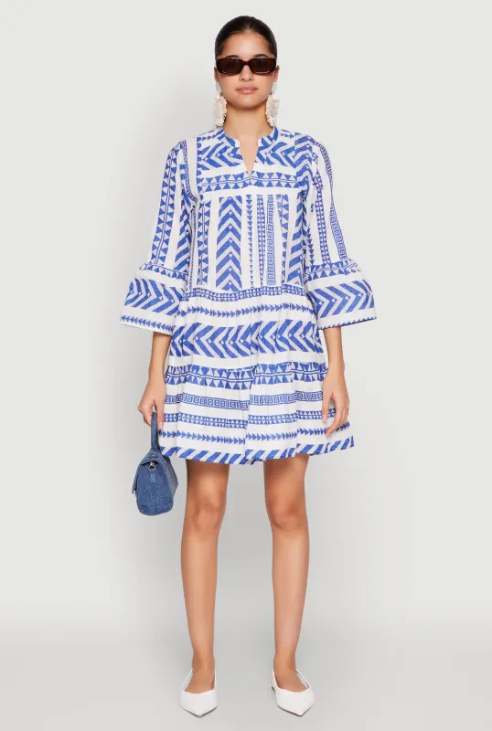 Assorted Pattern Mandarin Collar Dress sold by Rainbow