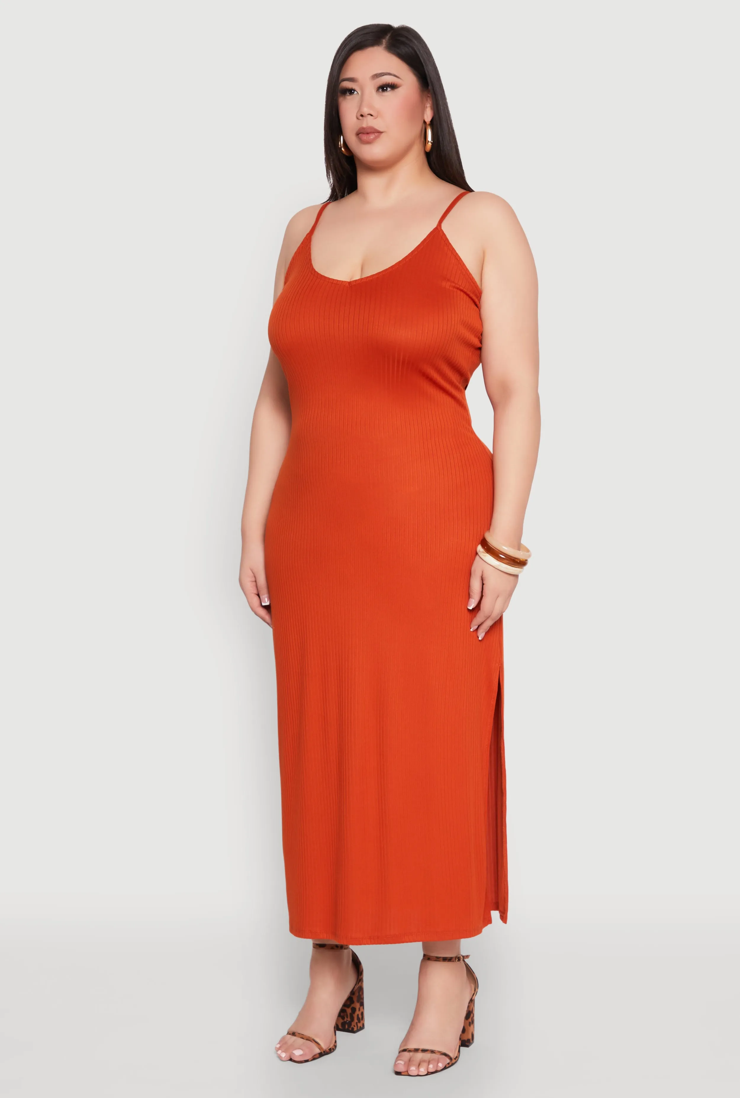 Plus Size V Neck Side Slit Maxi Dress sold by Rainbow product image thumbnail 3