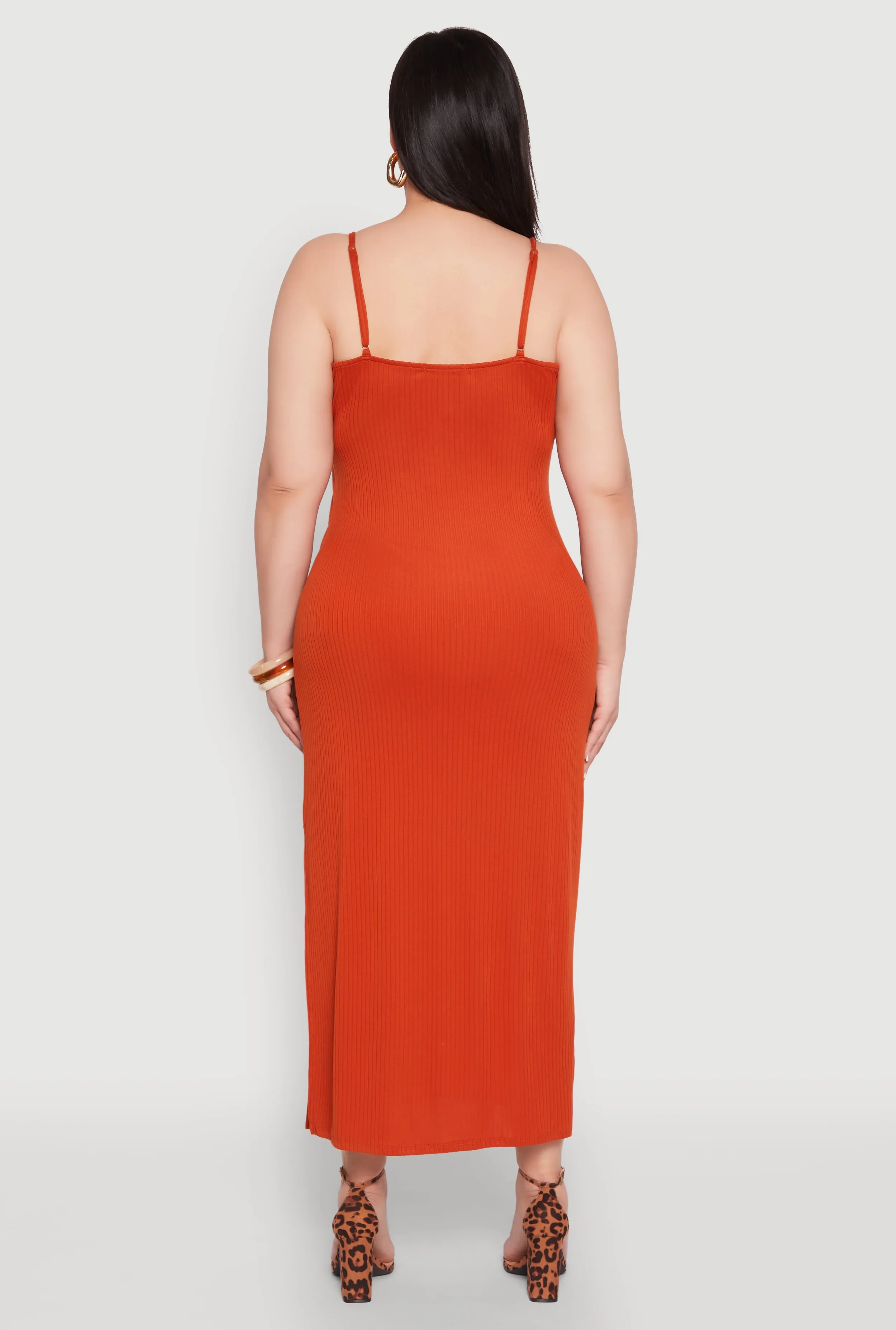 Plus Size V Neck Side Slit Maxi Dress sold by Rainbow product image thumbnail 5