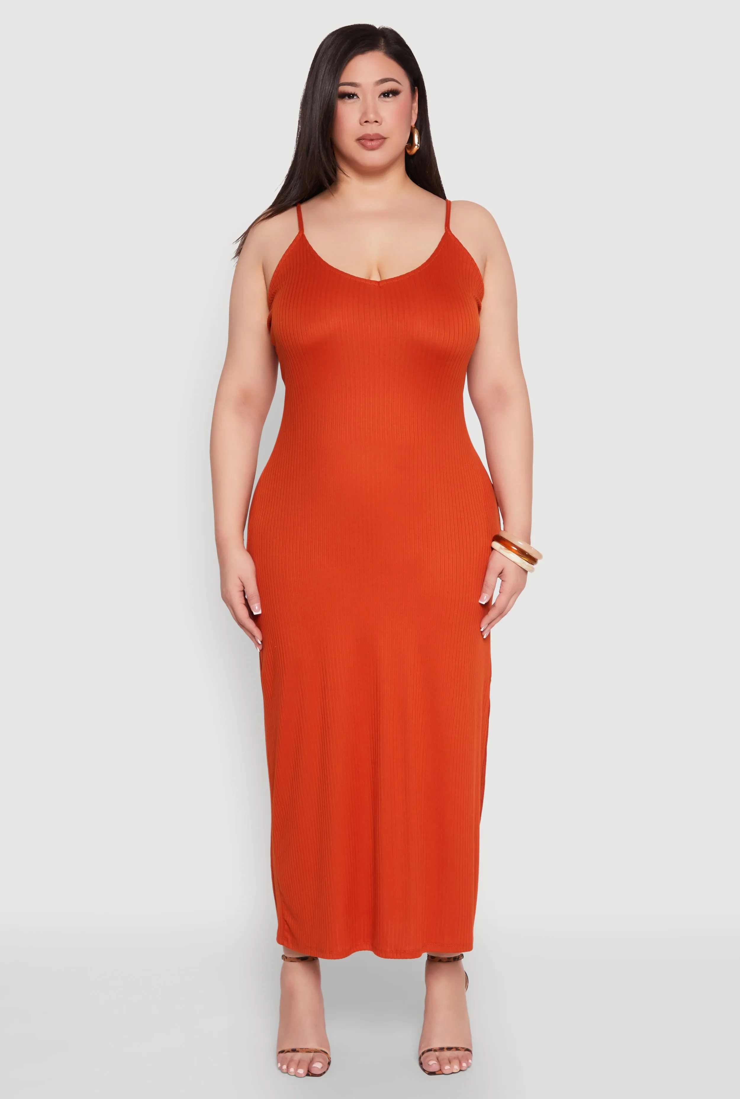 Plus Size V Neck Side Slit Maxi Dress sold by Rainbow product image thumbnail 2