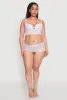 Plus Size Floral Lace Caged Front Plunge Longline Bra sold by Rainbow