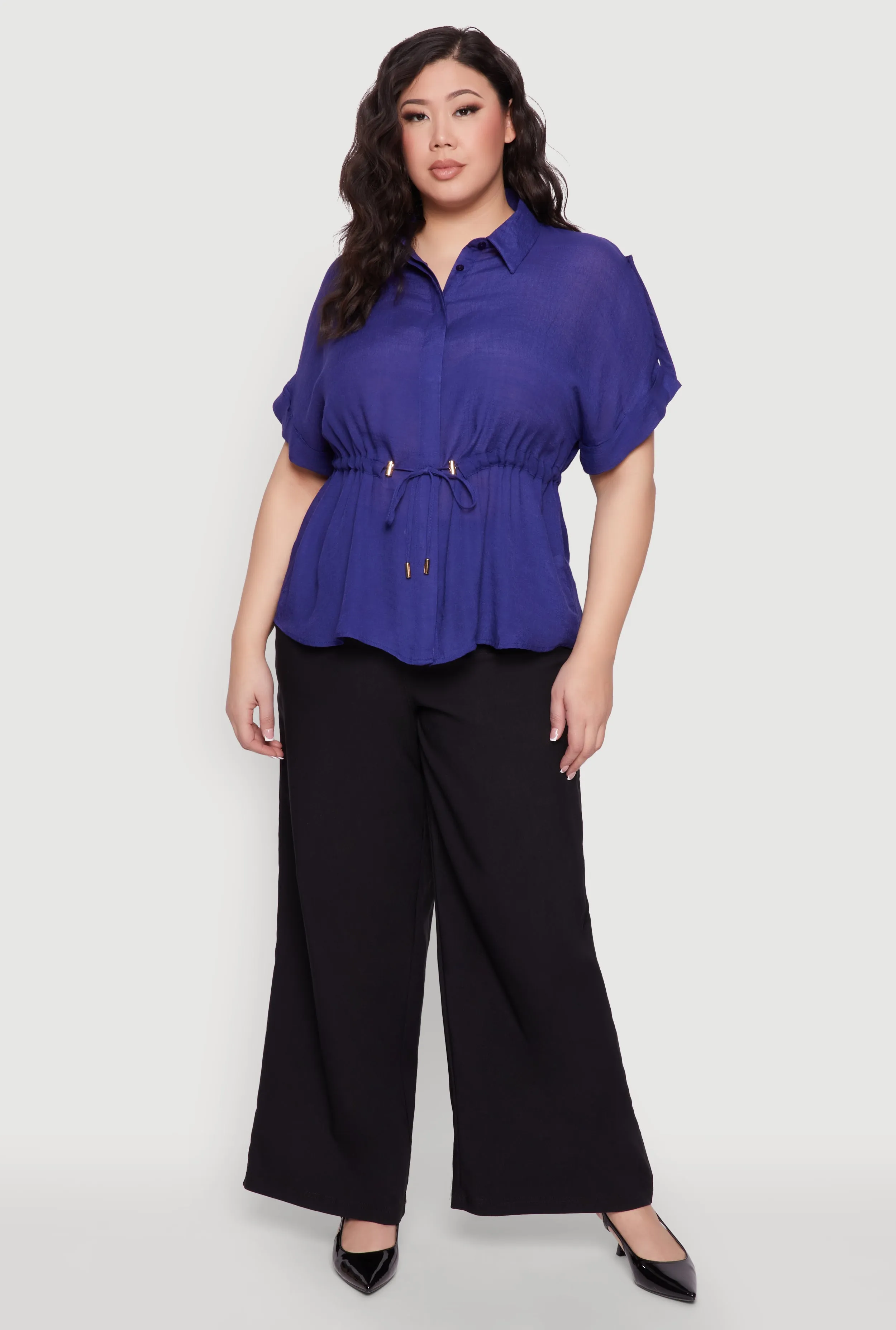 Plus Size Drawstring Waist Shirt sold by Rainbow