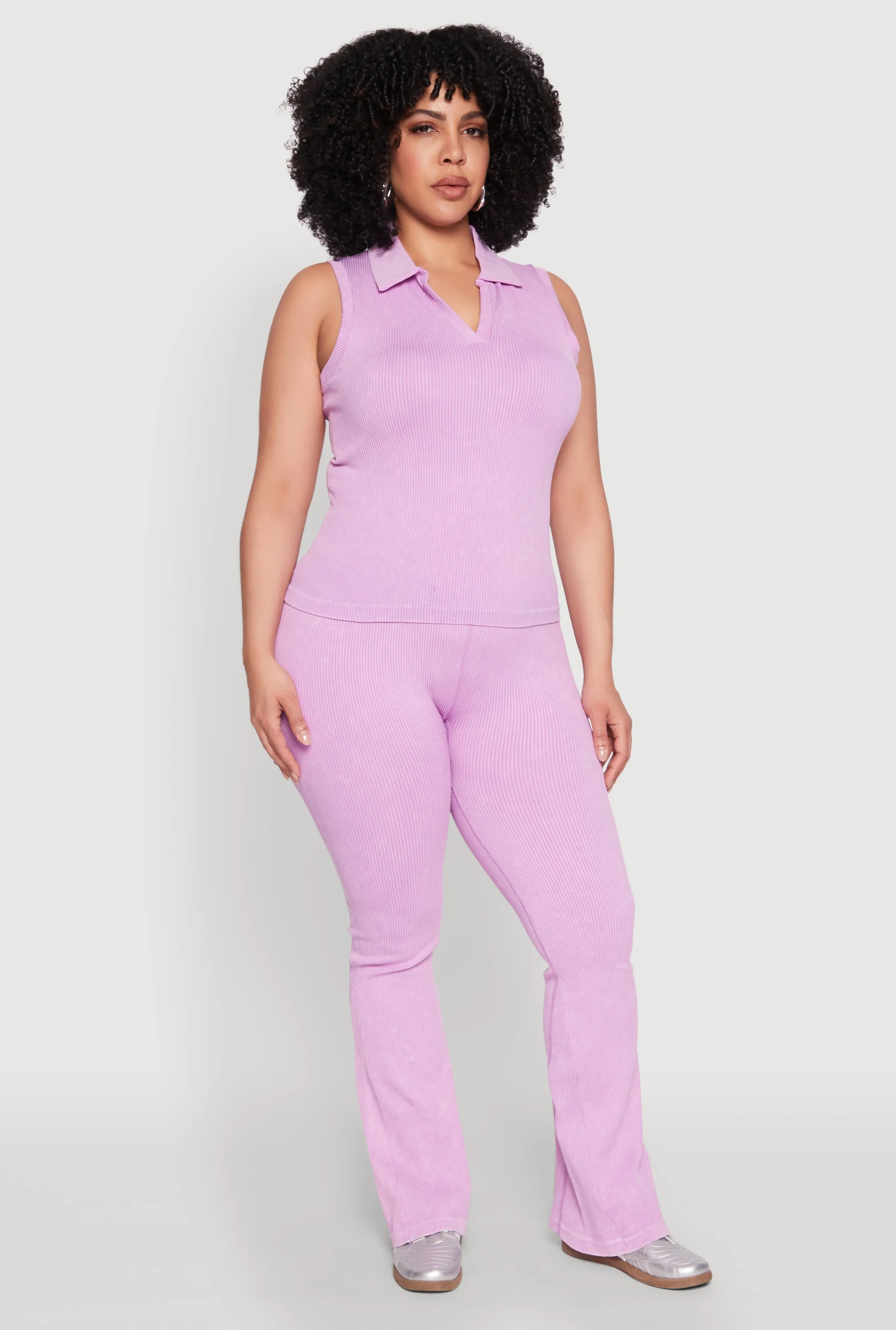 Plus Size Mineral Wash Ribbed Knit Boot Cut Pants sold by Rainbow product image thumbnail 2