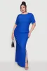 Plus Size High Waisted Slit Front Skirt sold by Rainbow
