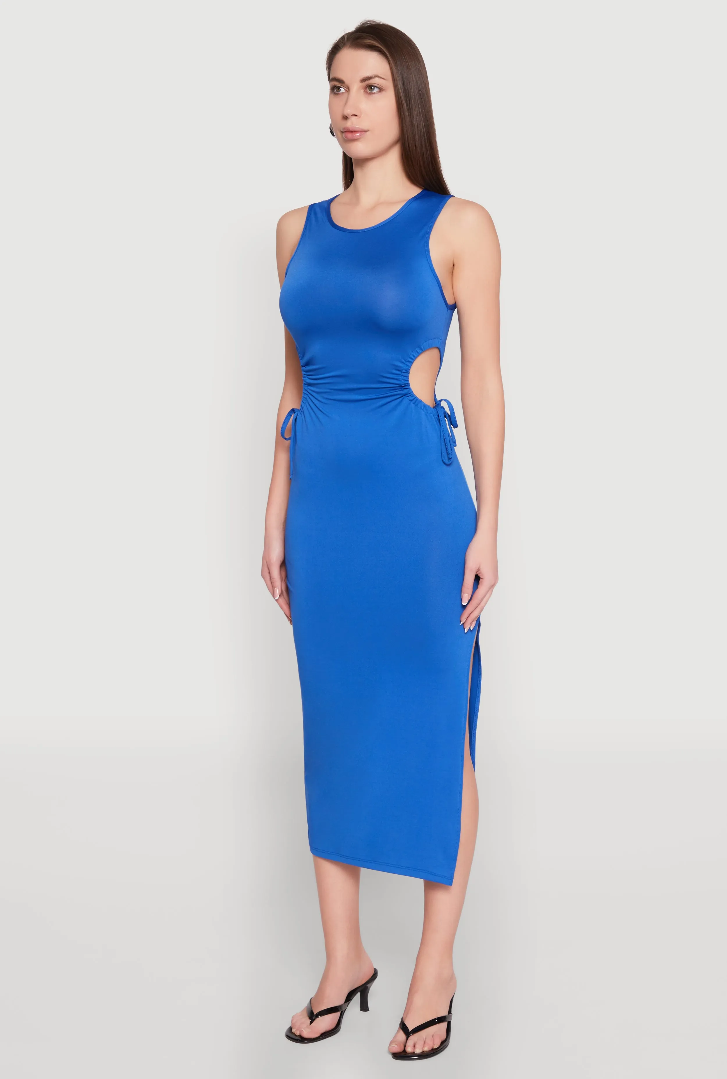 Drawstring Side Cut Out Sleeveless Midi Dress sold by Rainbow product image thumbnail 3
