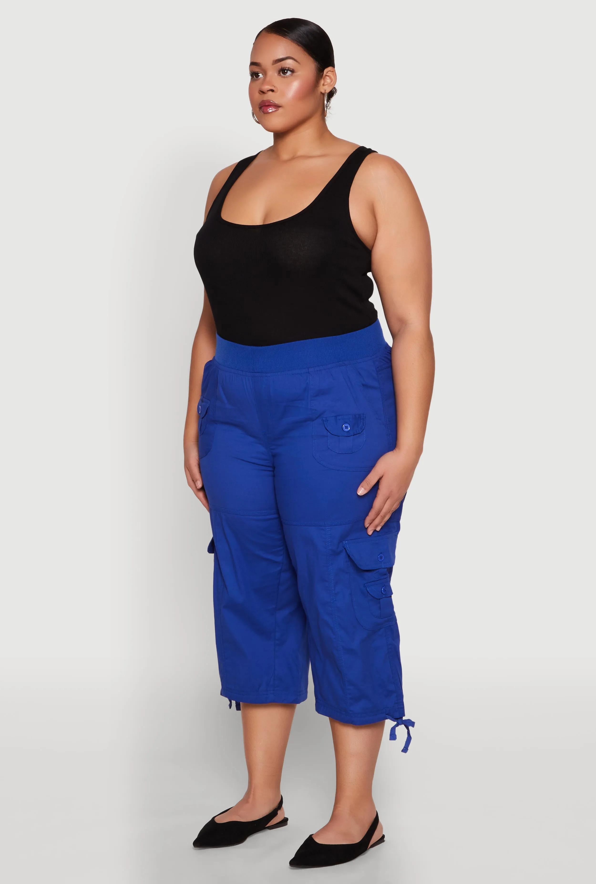 Plus Size High Waisted Cargo Capri Pants sold by Rainbow product image thumbnail 3