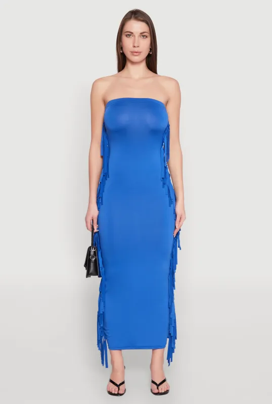 Side Fringe Maxi Tube Dress sold by Rainbow