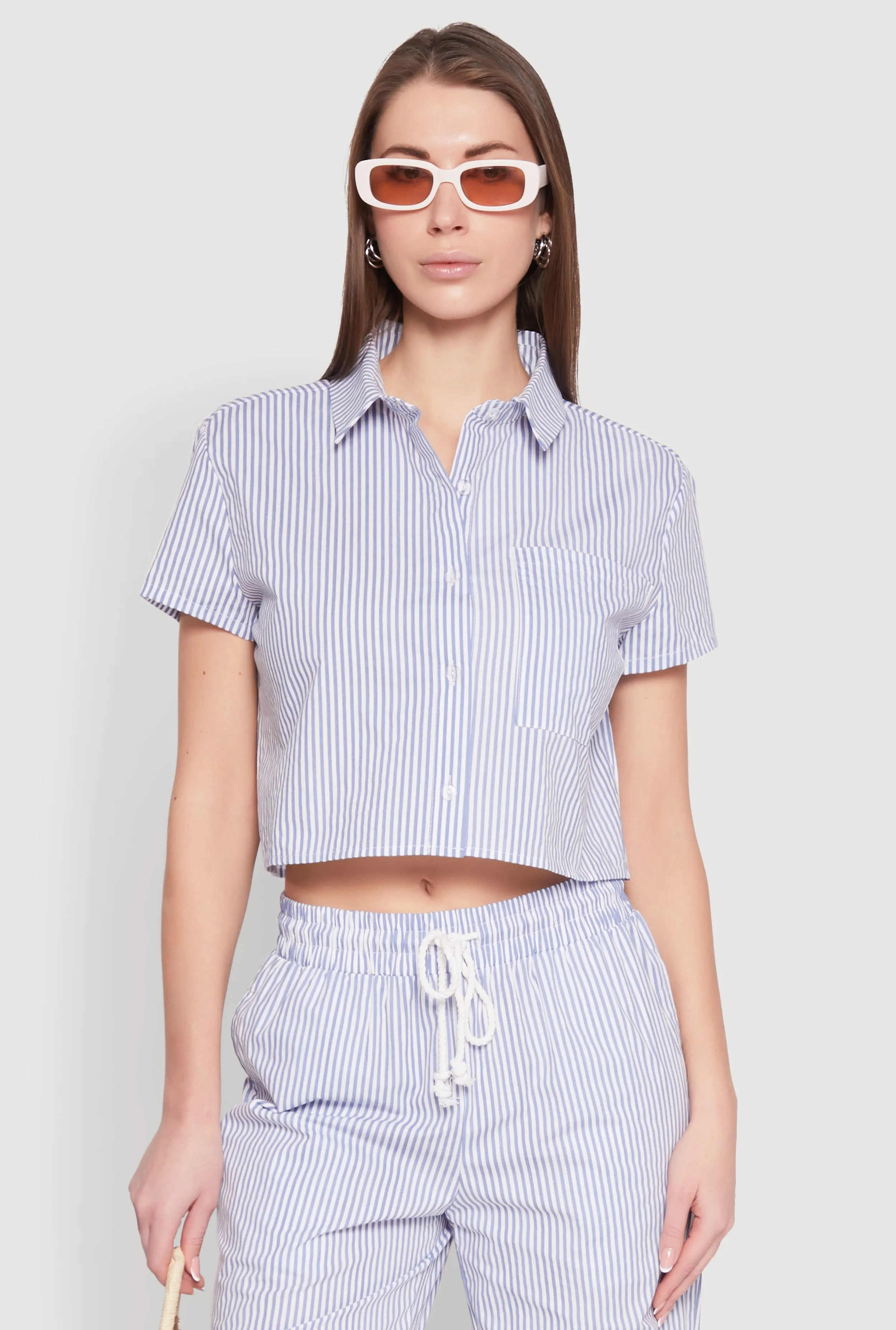 Striped Cropped Shirt sold by Rainbow