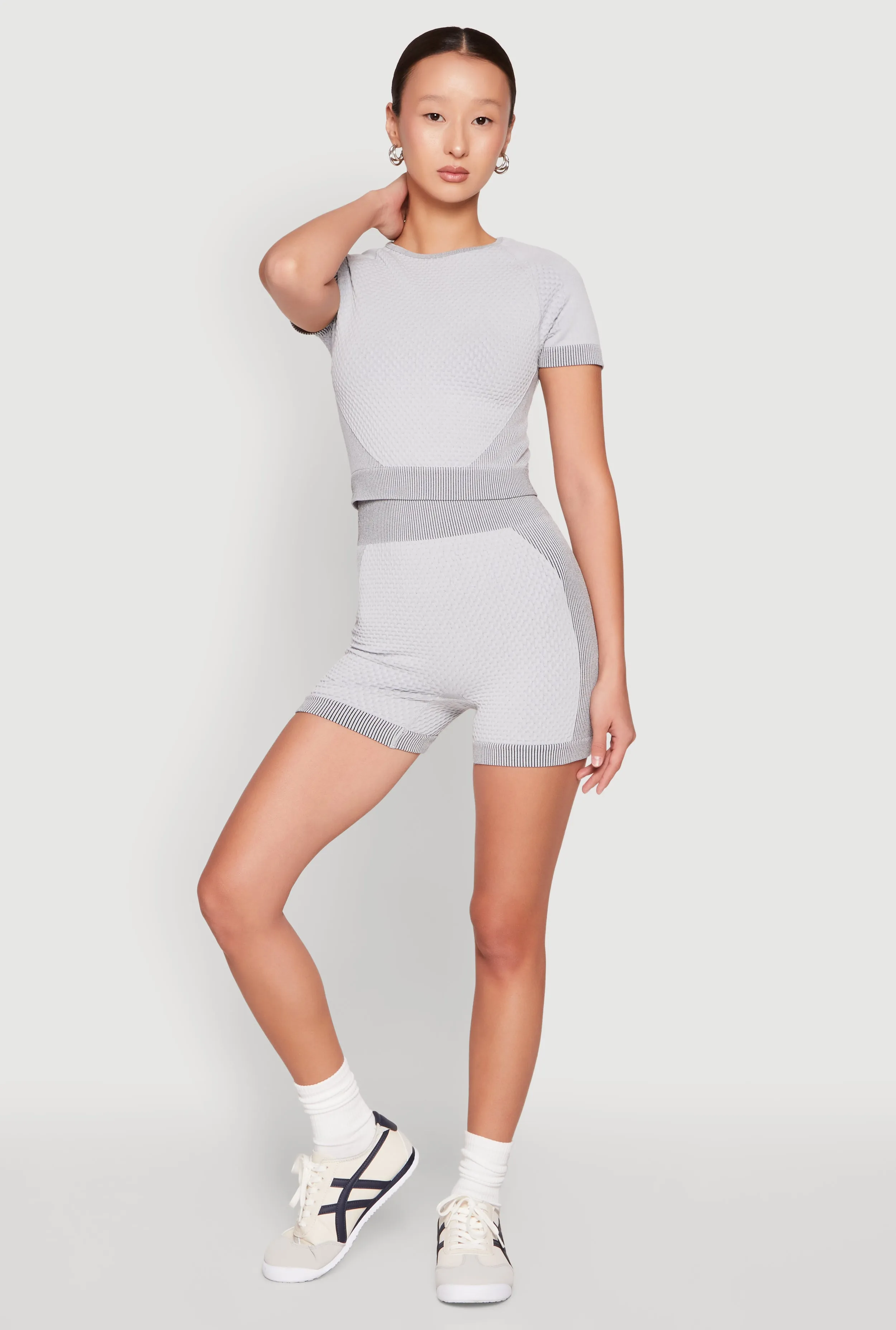Seamless Ribbed Knit Ruched Biker Shorts sold by Rainbow