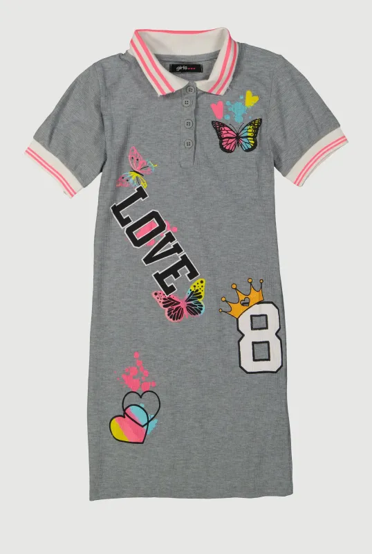 Girls Love Graphic Print Shirt Dress sold by Rainbow