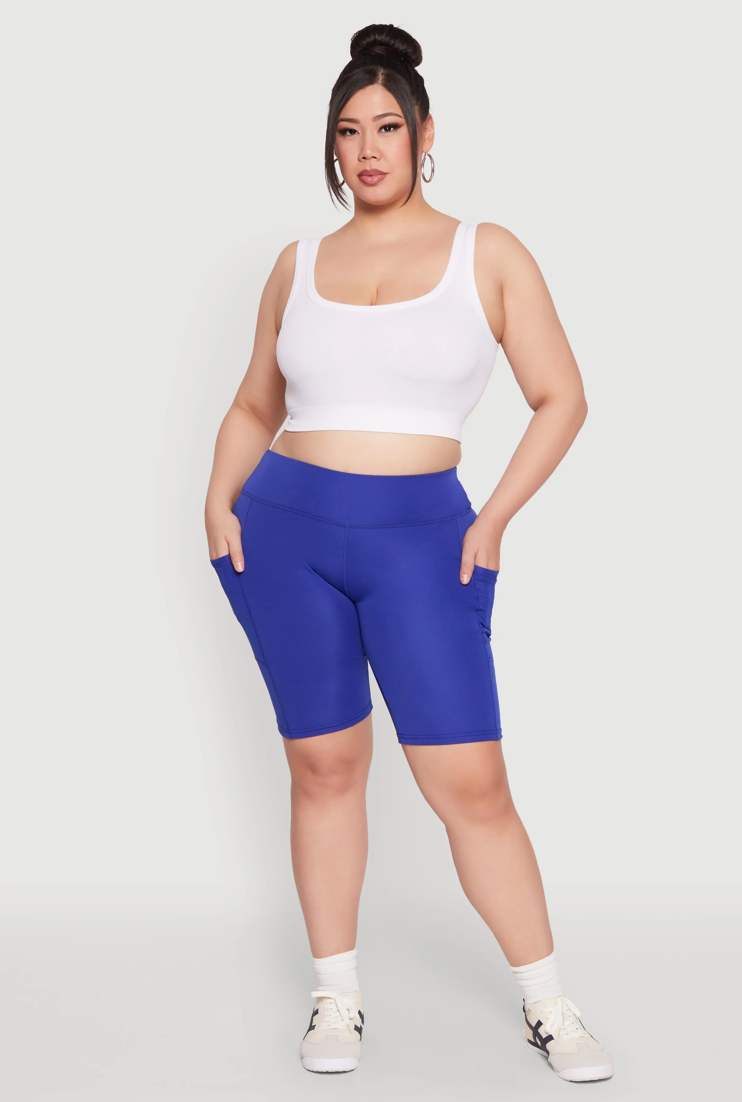 Plus Size Cell Phone Pocket Biker Shorts sold by Rainbow