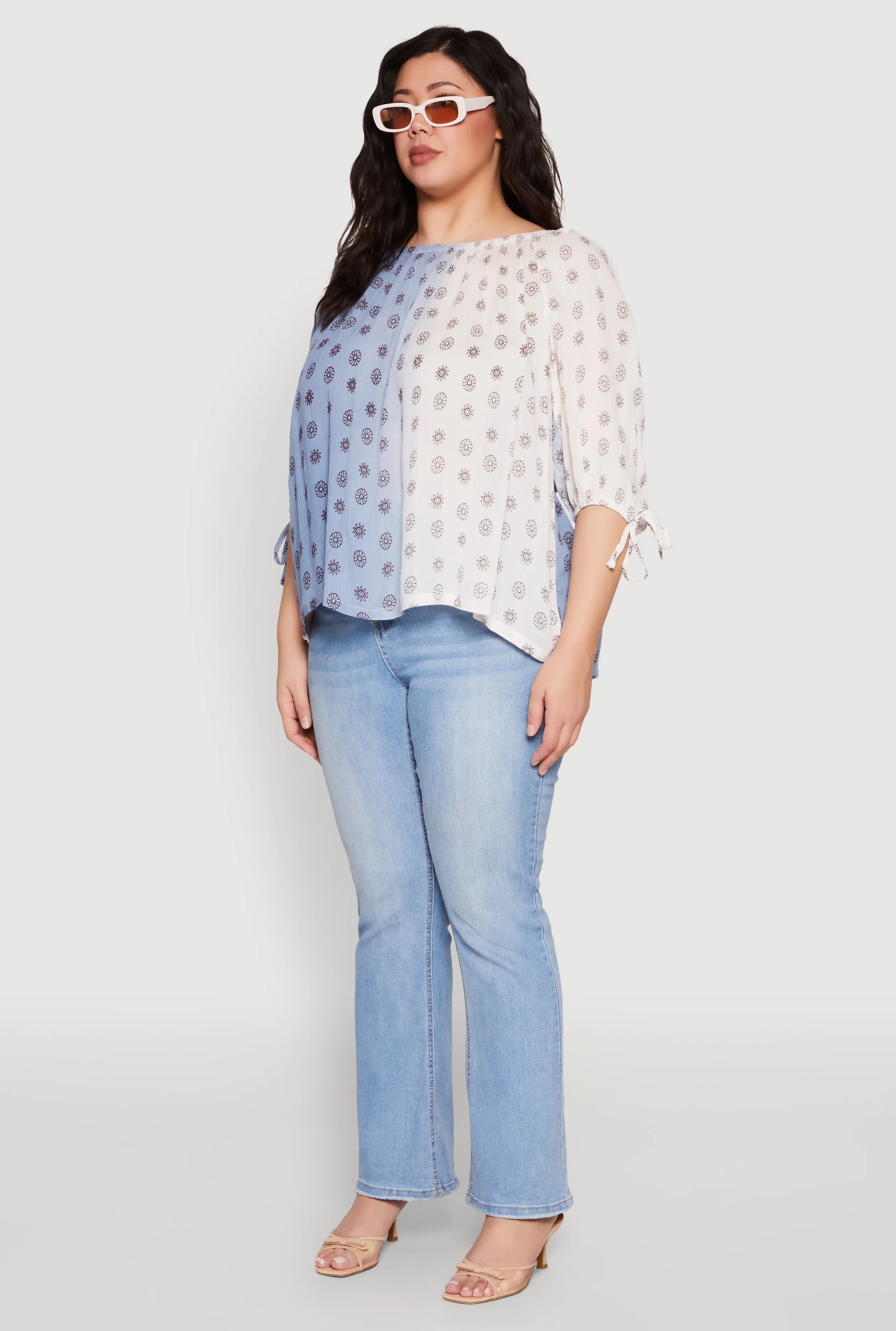 Plus Size Ombre Flower Print Blouse sold by Rainbow product image thumbnail 5