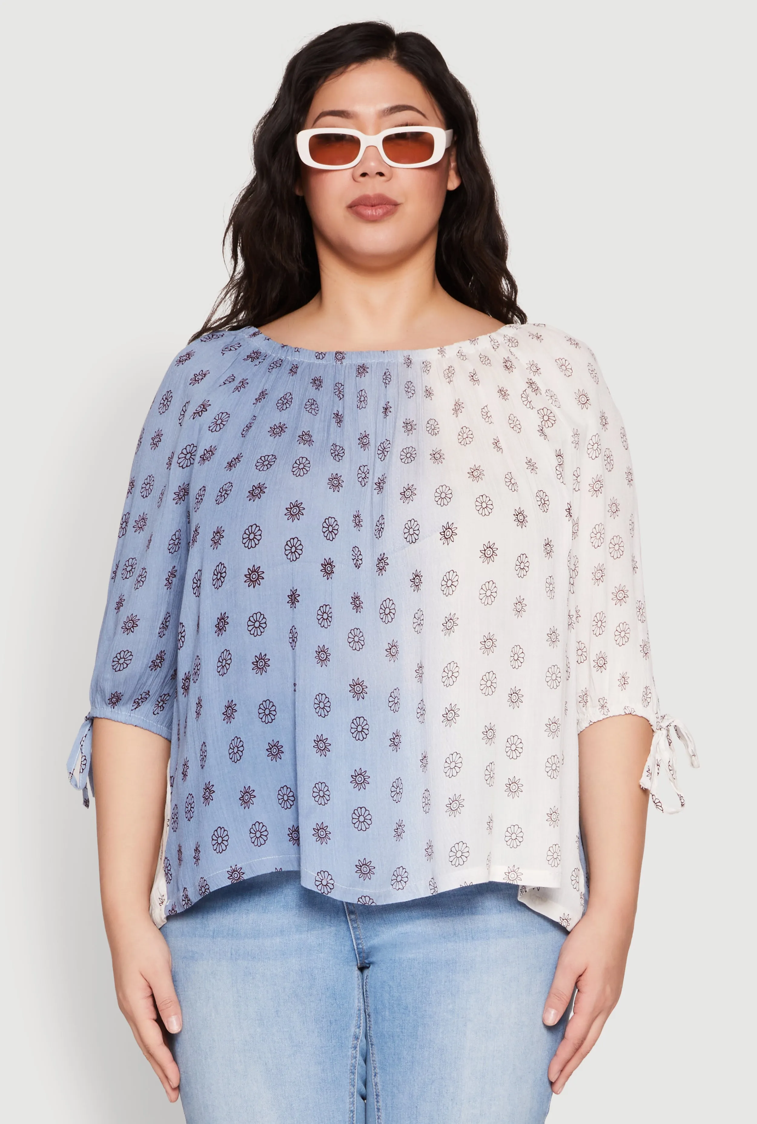 Plus Size Ombre Flower Print Blouse sold by Rainbow product image thumbnail 2
