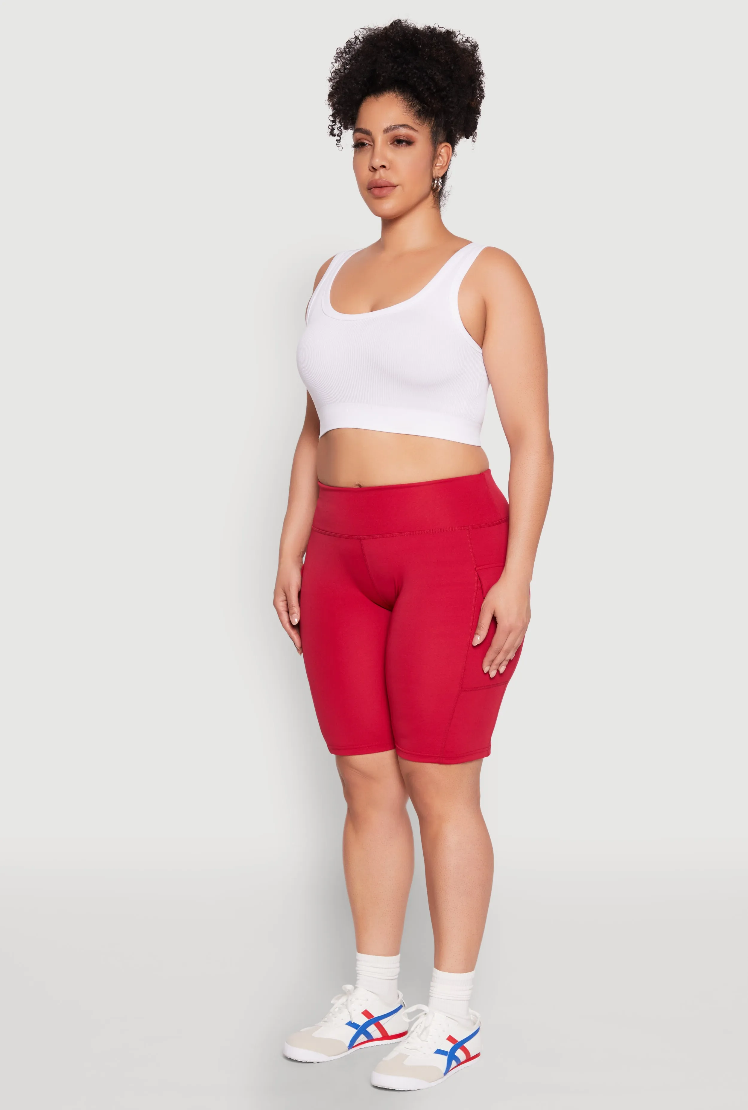 Plus Size High Waisted Cargo Pocket Biker Shorts sold by Rainbow product image thumbnail 3