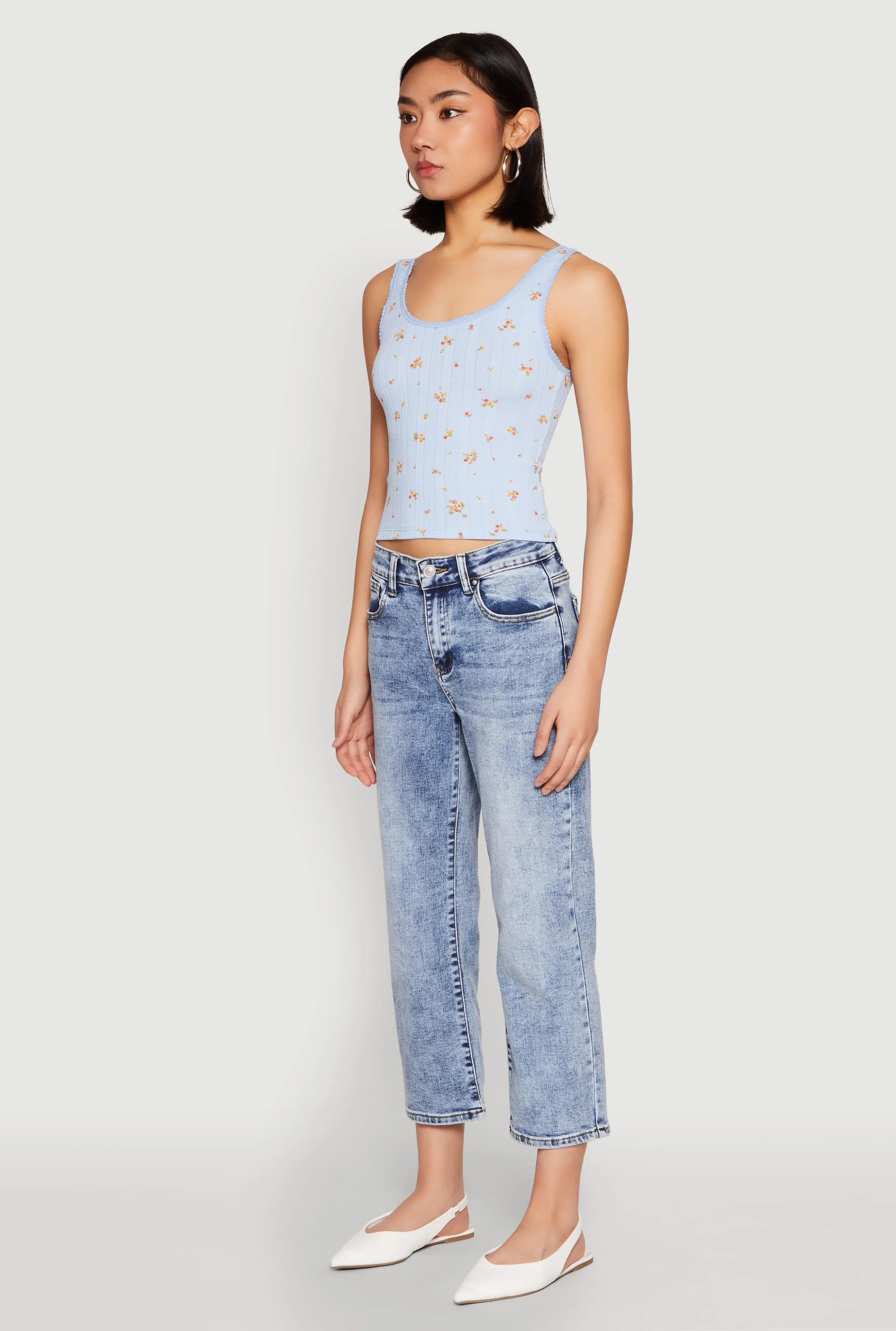 Ribbed Knit Floral Print Tank Top sold by Rainbow product image thumbnail 5