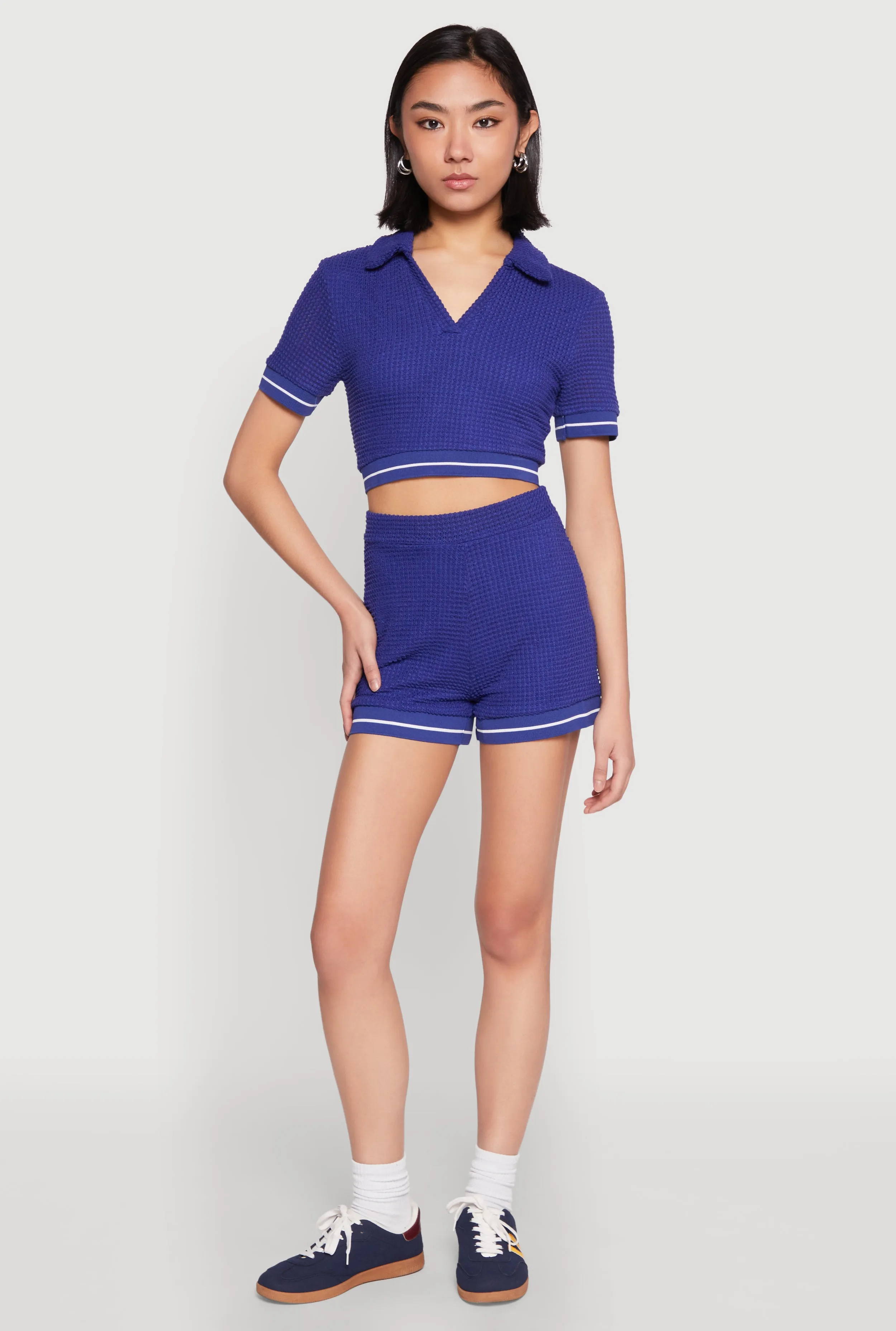 Textured Knit Polo Crop Top sold by Rainbow product image thumbnail 3